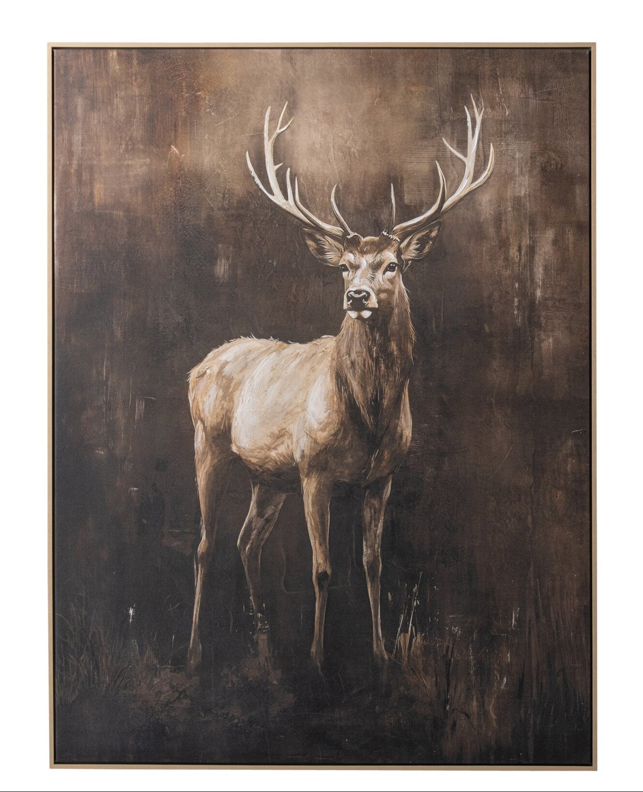 Wandbild Hirsch Braun Leinwand Bild Waldruhe 120x80cm