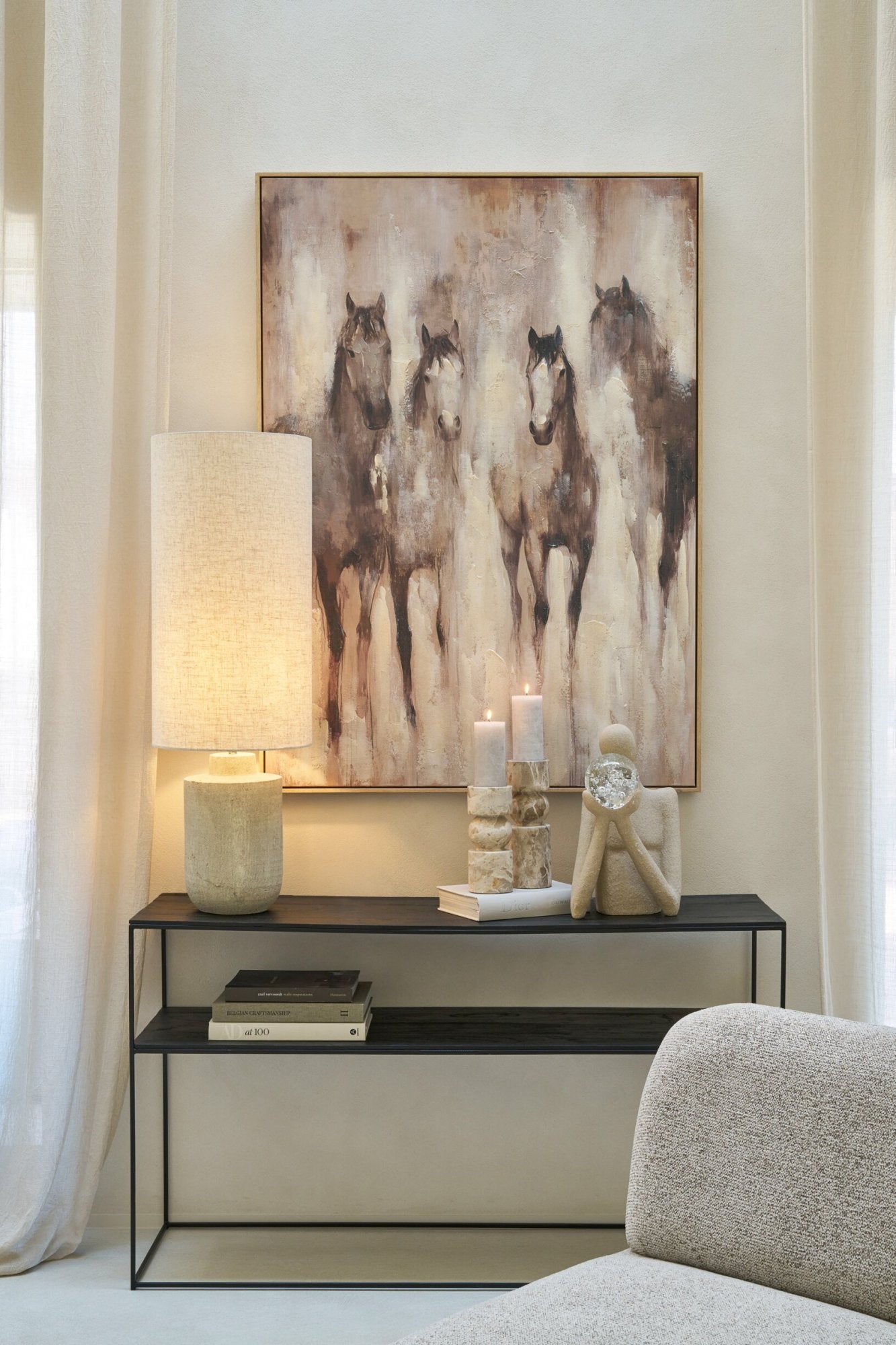 Wandbild Pferd Equino Beige Leinwand modern 142x102cm
