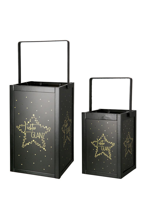 Metall Laterne Lichterglanz 2er Set - Stilvolle Dekoration mit Sternenausschnitten