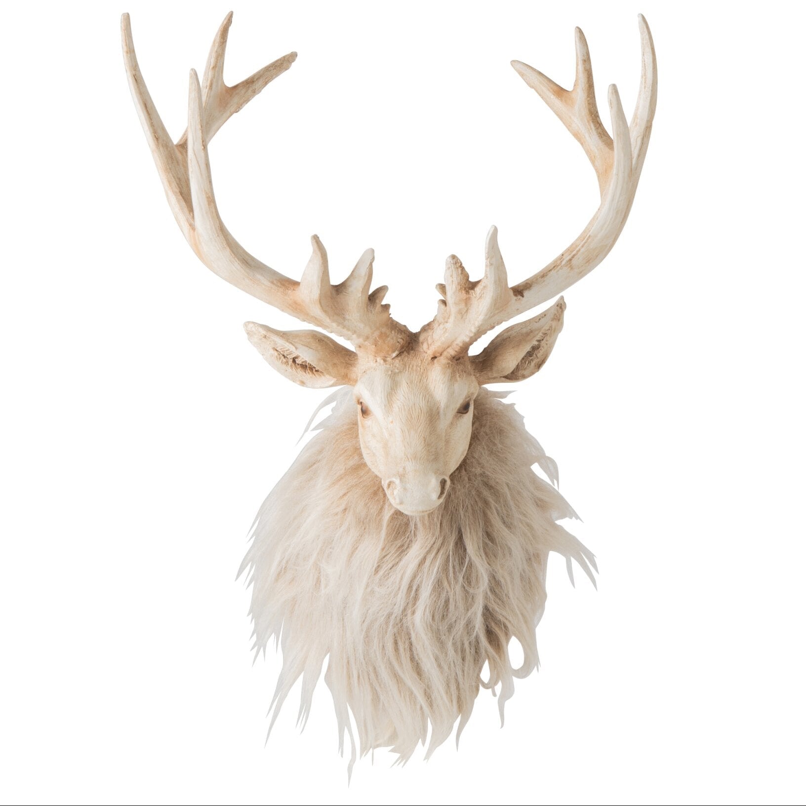 Wanddeko Rentierkopf Elvin mit Geweih hellbeige 27 cm