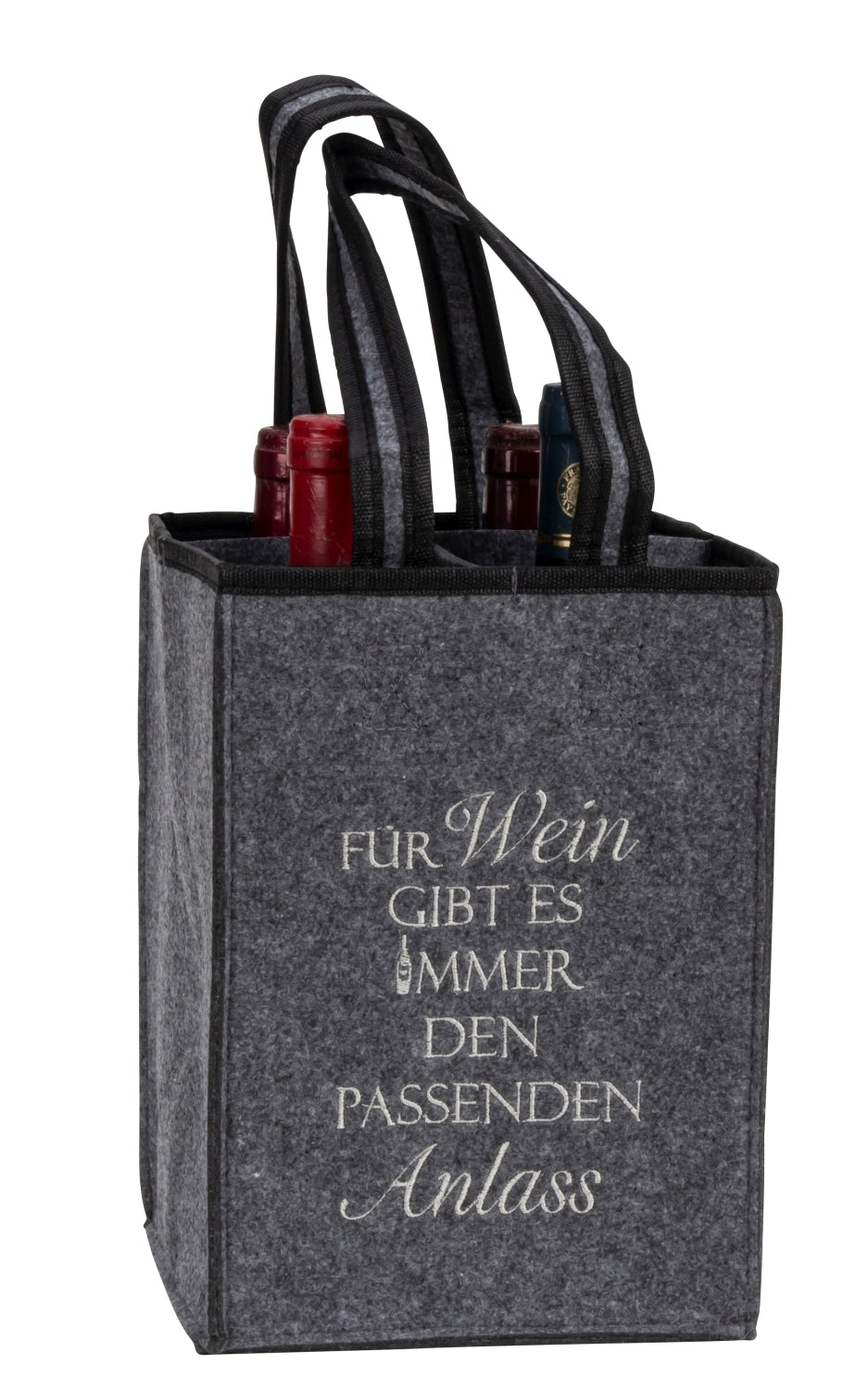 Weinflaschenhalter Filz Tragetasche Vino Anlass 4 Flaschen