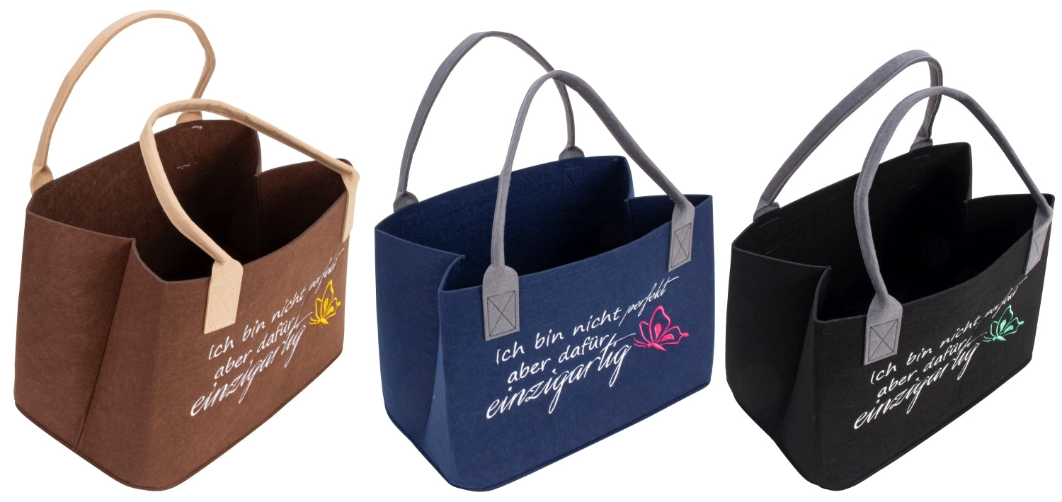 Filztasche Unica Ich bin nicht perfekt einzigartig 40 cm