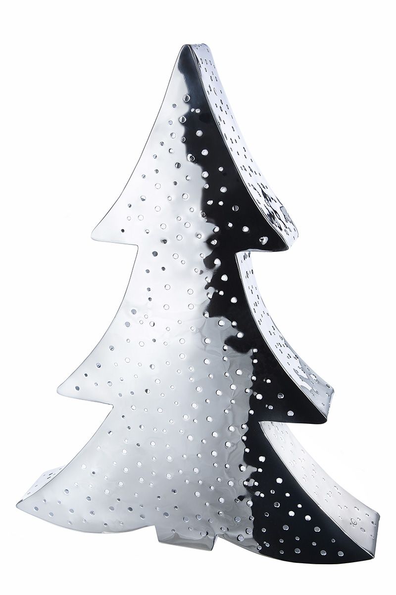 Metall Windlicht "Silverpine" - Leuchtende Tannenbäume für festliche Eleganz Höhe 70cm oder 90cm