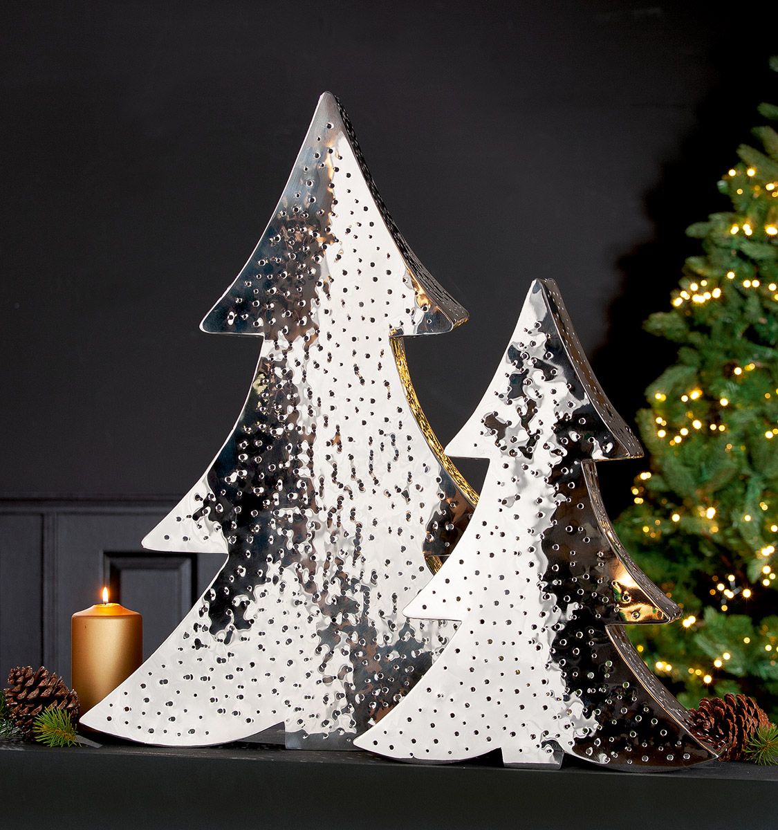 Weihnachtsdeko Baum Silver Shine Metall Silber 70cm