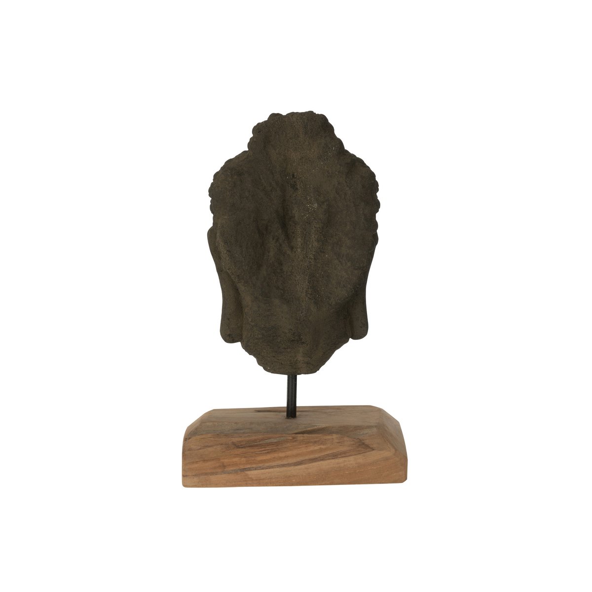 J-Line Dekorationskopf Teakholz/Zement Schwarz/Natur