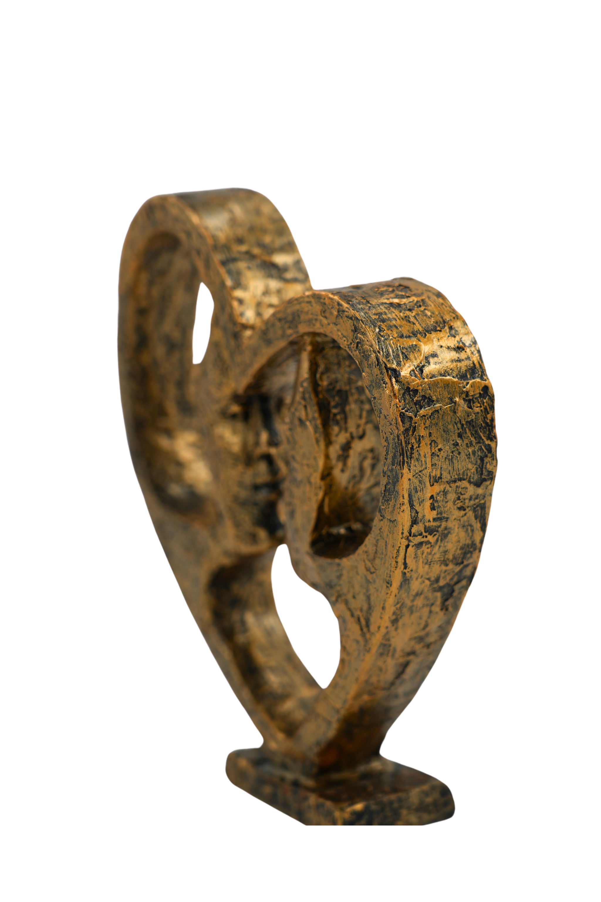 Skulptur Amora Duo Herz Gesicht an Gesicht gold 21 cm