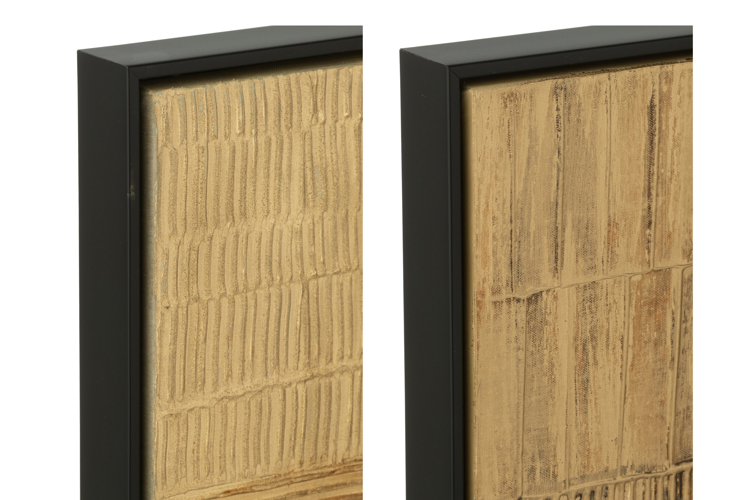2-delige handbeschilderde fotostrook magisch hout, canvas in zwart/goud met abstracte lijnen
