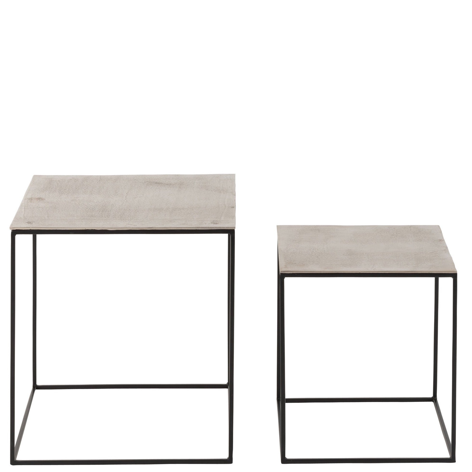 Set von 2 viereckigen Beistelltischen aus Metall in Silber Schwarz