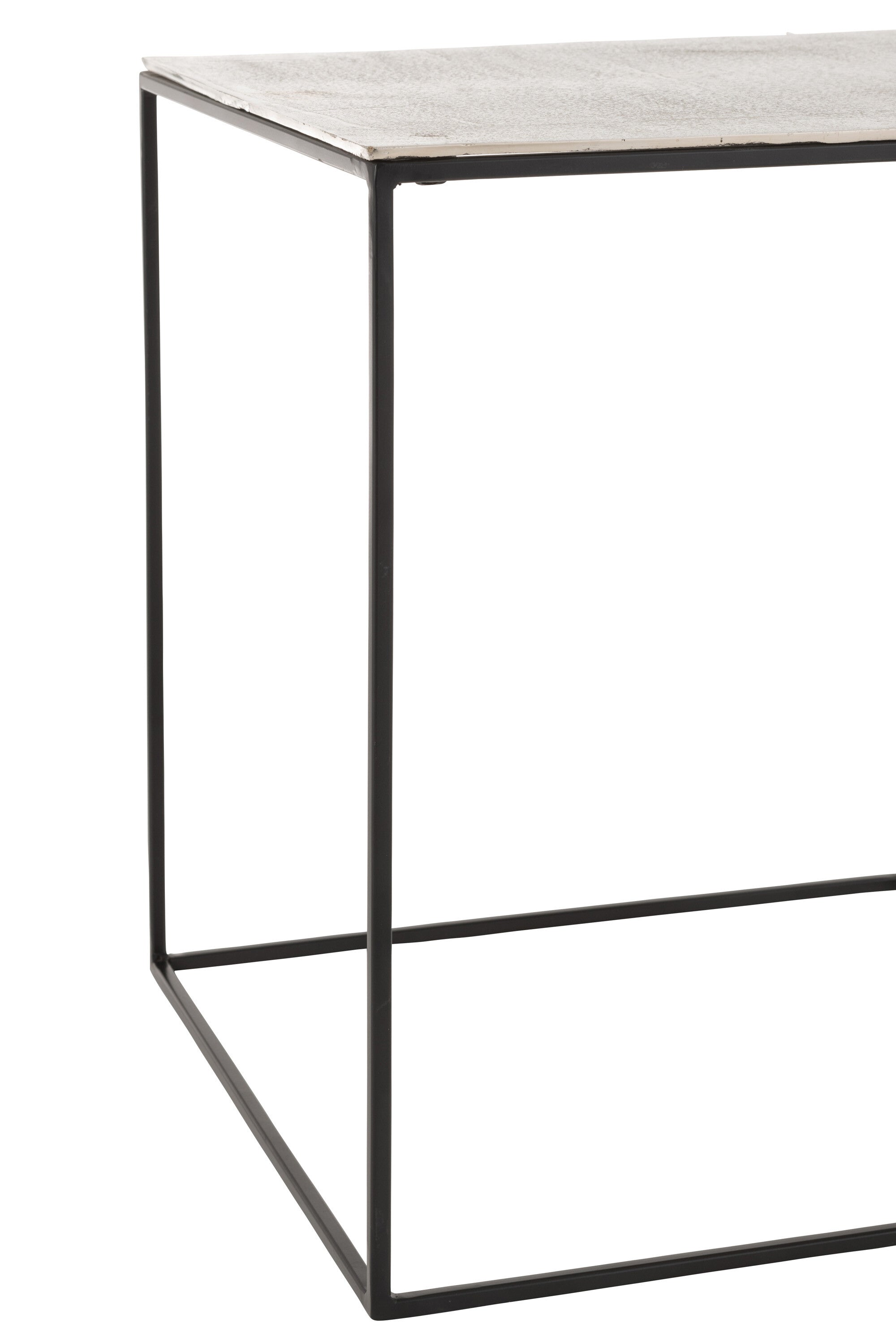 Set of 2 square metal side tables in silver black