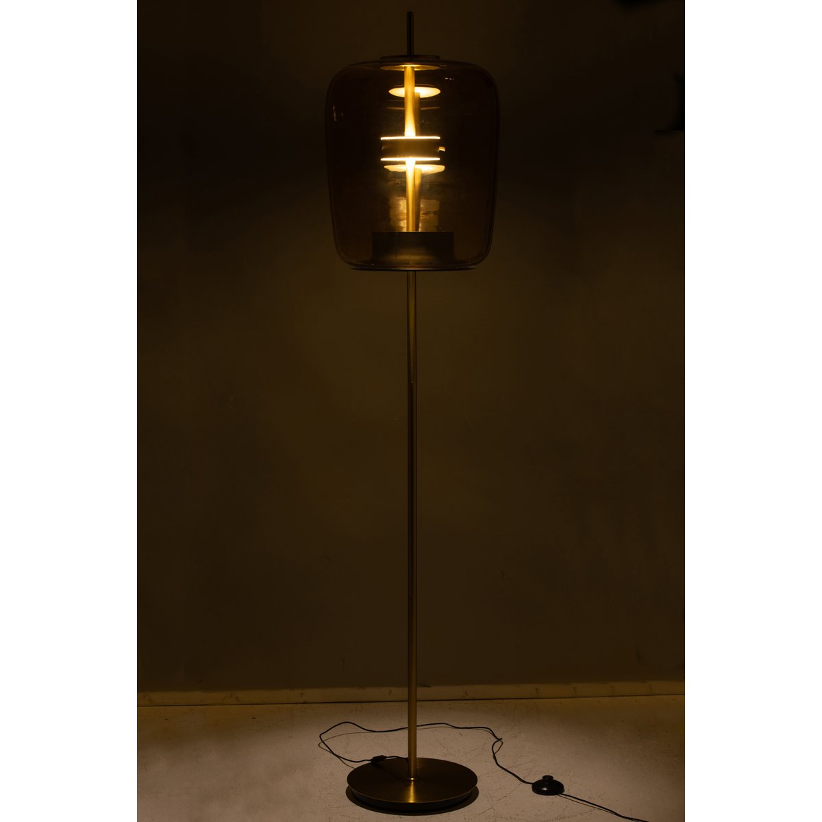 J-Line floor lamp – glass – brown – LED lights