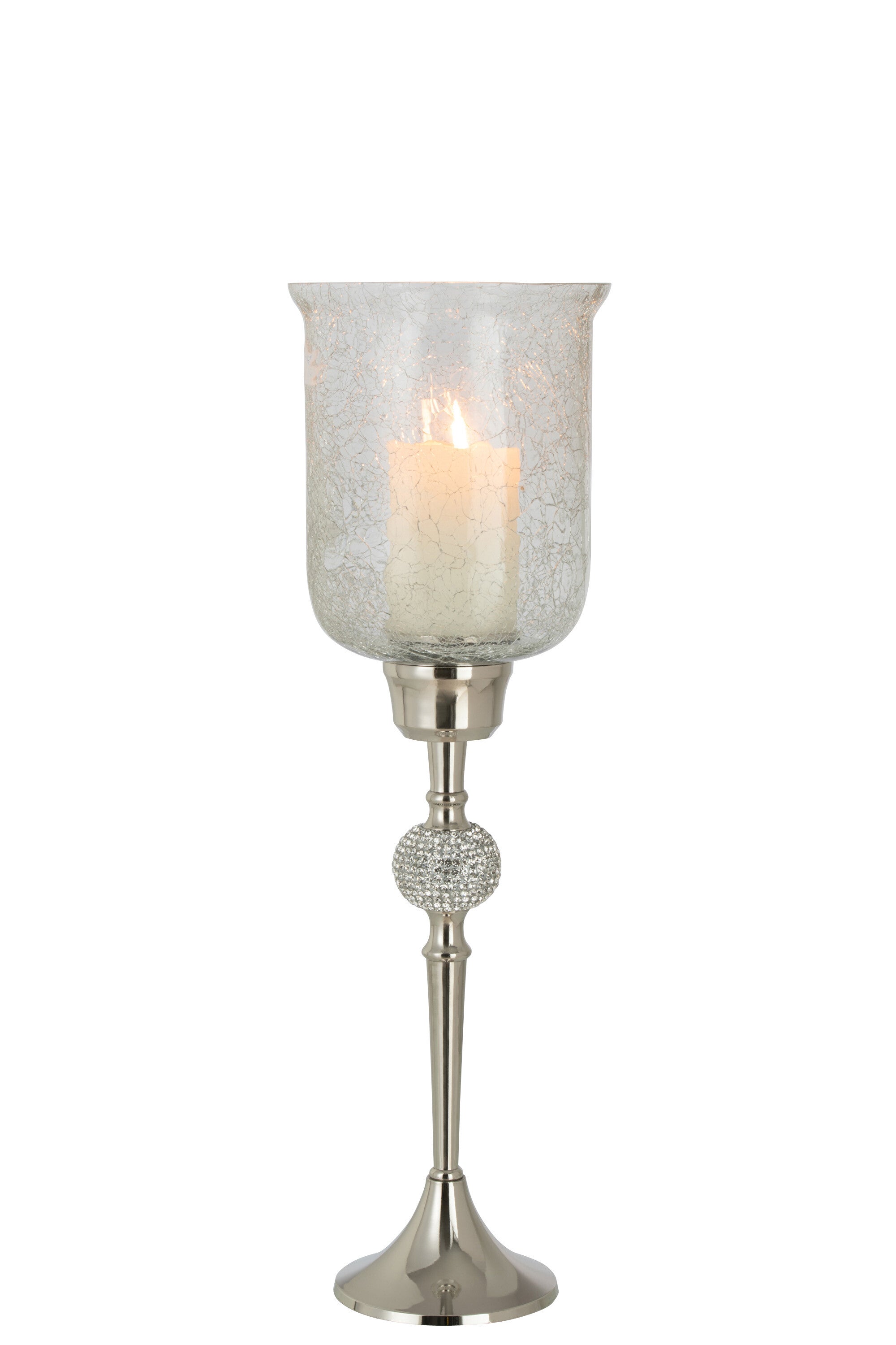 Windlicht Crystal Flair Silber Glas Aluminium 55cm