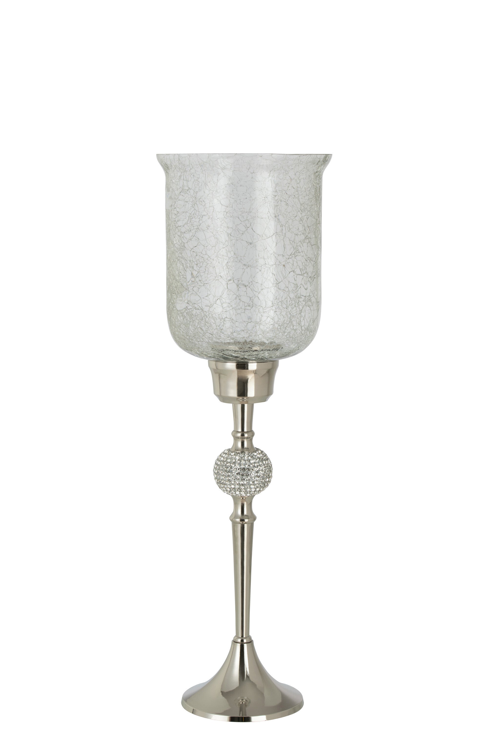 Windlicht Crystal Flair Silber Glas Aluminium 55cm