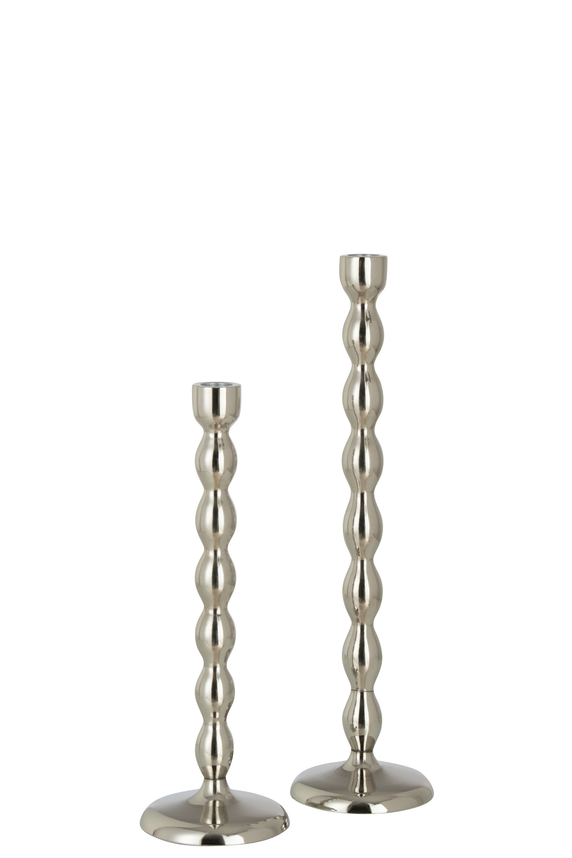 4er Set Glänzende Kugel-Kerzenhalter, Aluminium, Silber – Verfügbar in Groß und Klein