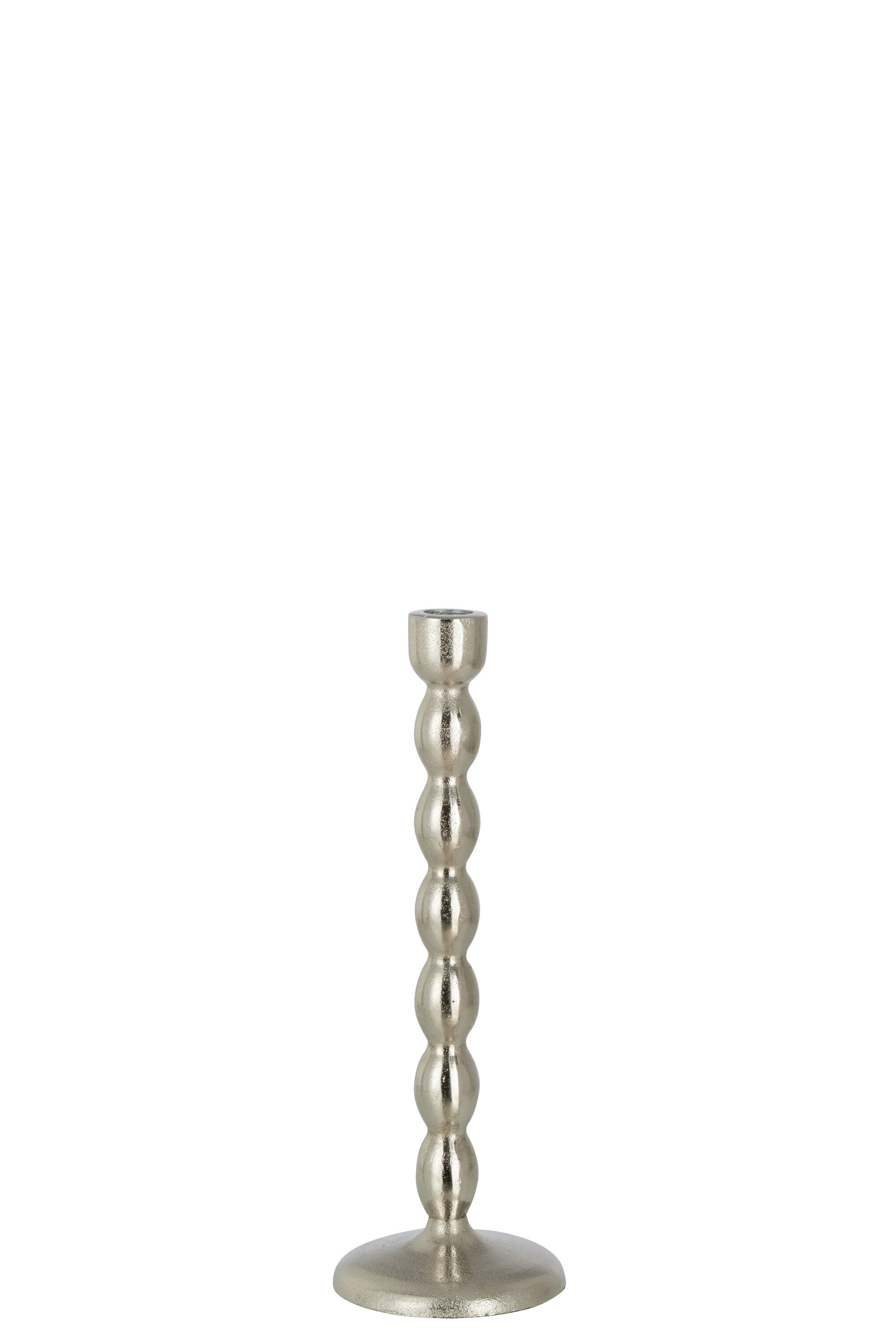 Set von 4 Matten Kugel-Kerzenhalter, Aluminium, Silber, Klein