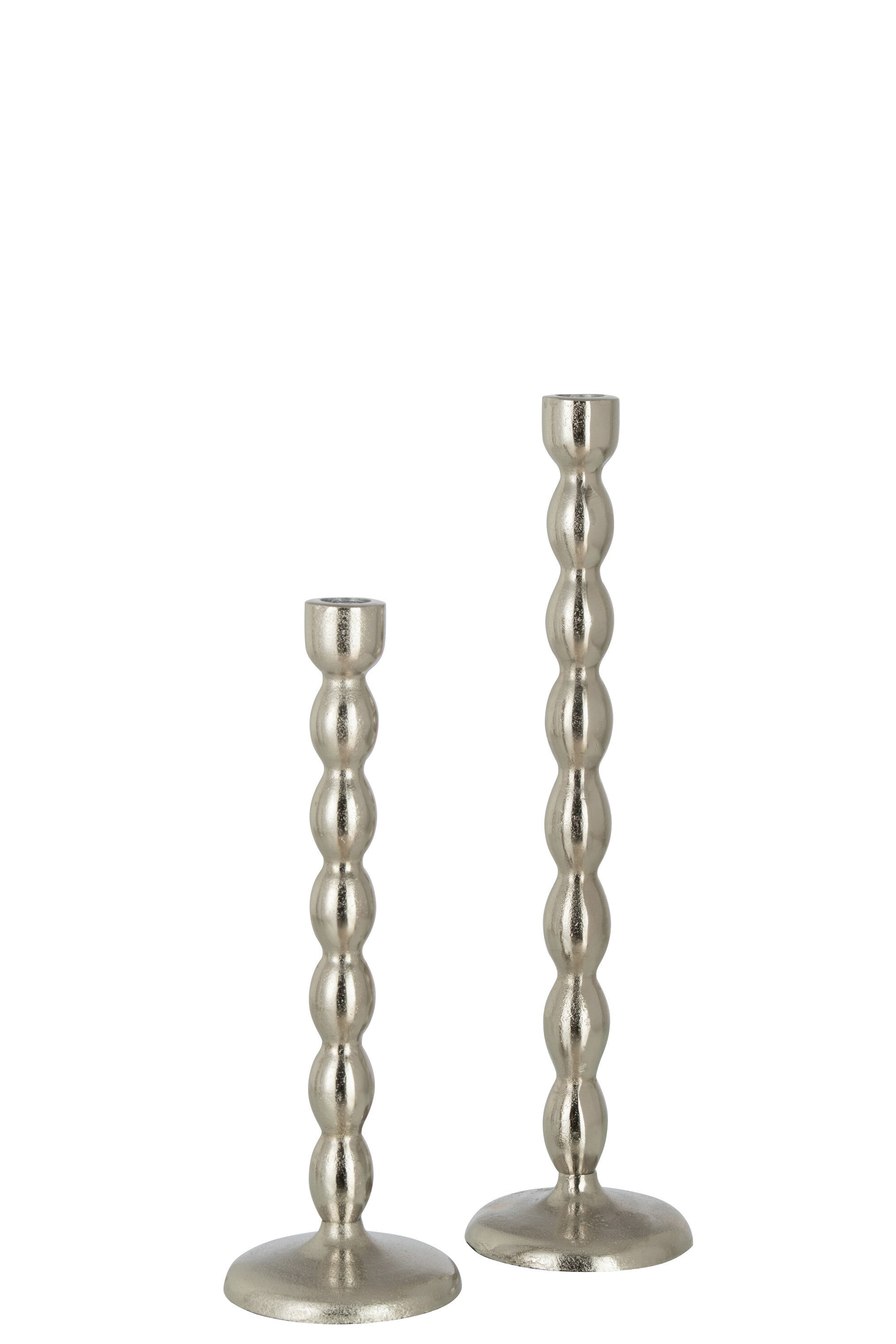 Set von 4 Matten Kugel Kerzenhalter, Aluminium, Silber