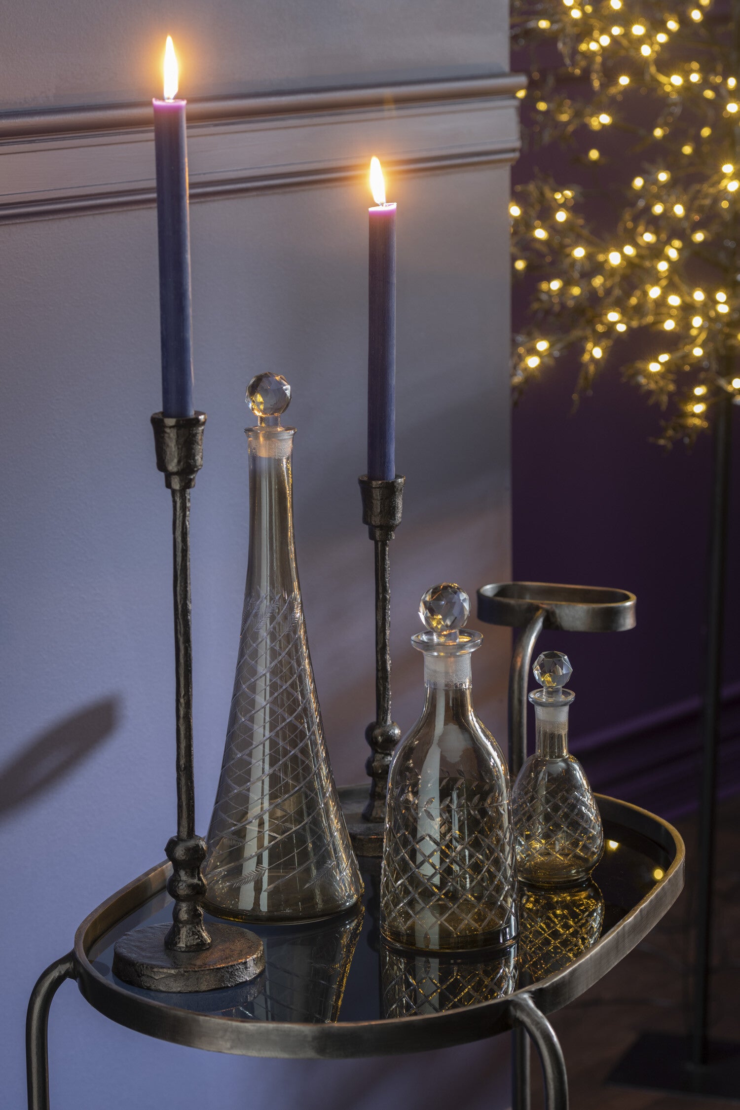 Set von 6 Eleganten Kerzenhalter "Becca" in Unterschiedlichen Größen, Aluminium, Schwarz