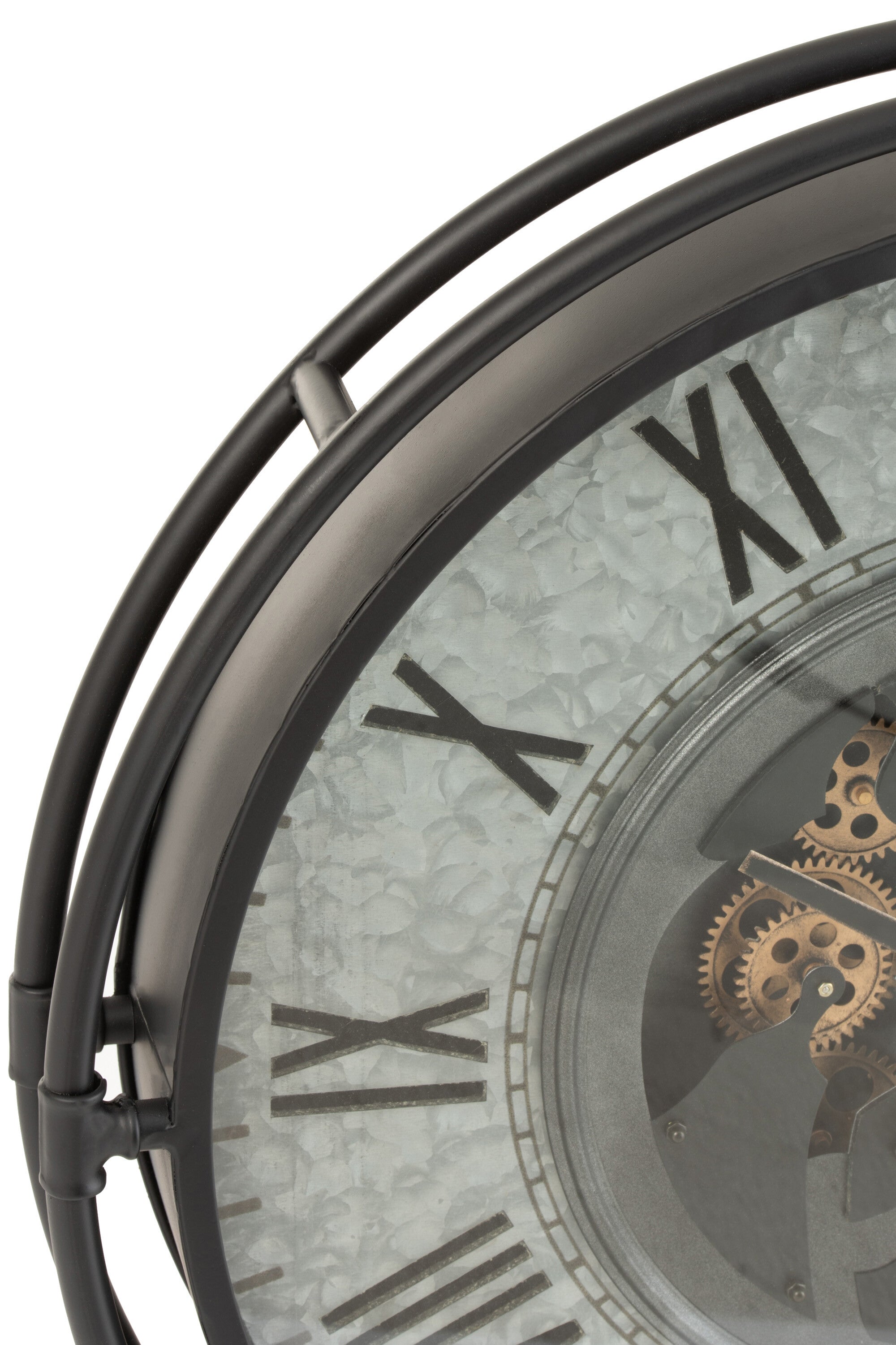 Wandklok "Roman gears" met metalen frame en draaiende elementen ∅ 68,5cm