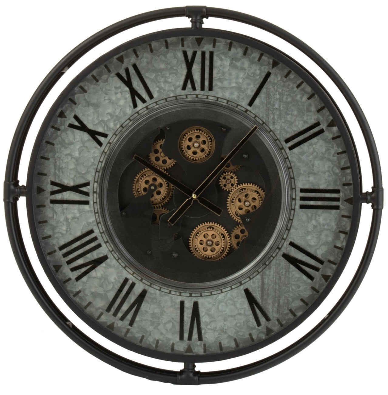 Wandklok "Roman gears" met metalen frame en draaiende elementen ∅ 68,5cm