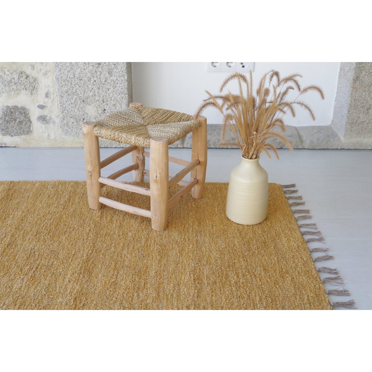 Handgewebter Teppich aus recycelter Baumwolle