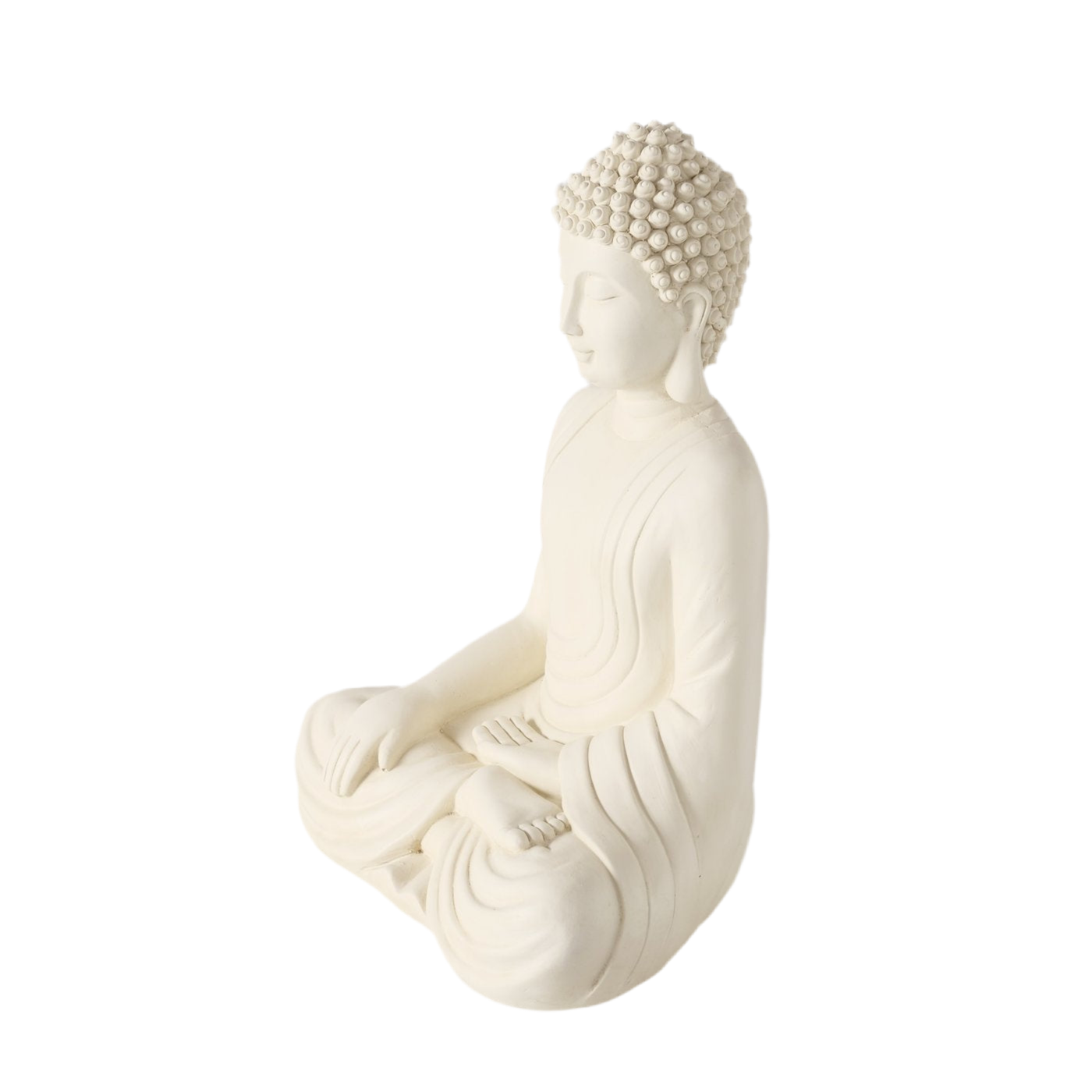 Buddha Figur Serenity 30 cm Cremeweiß Matt