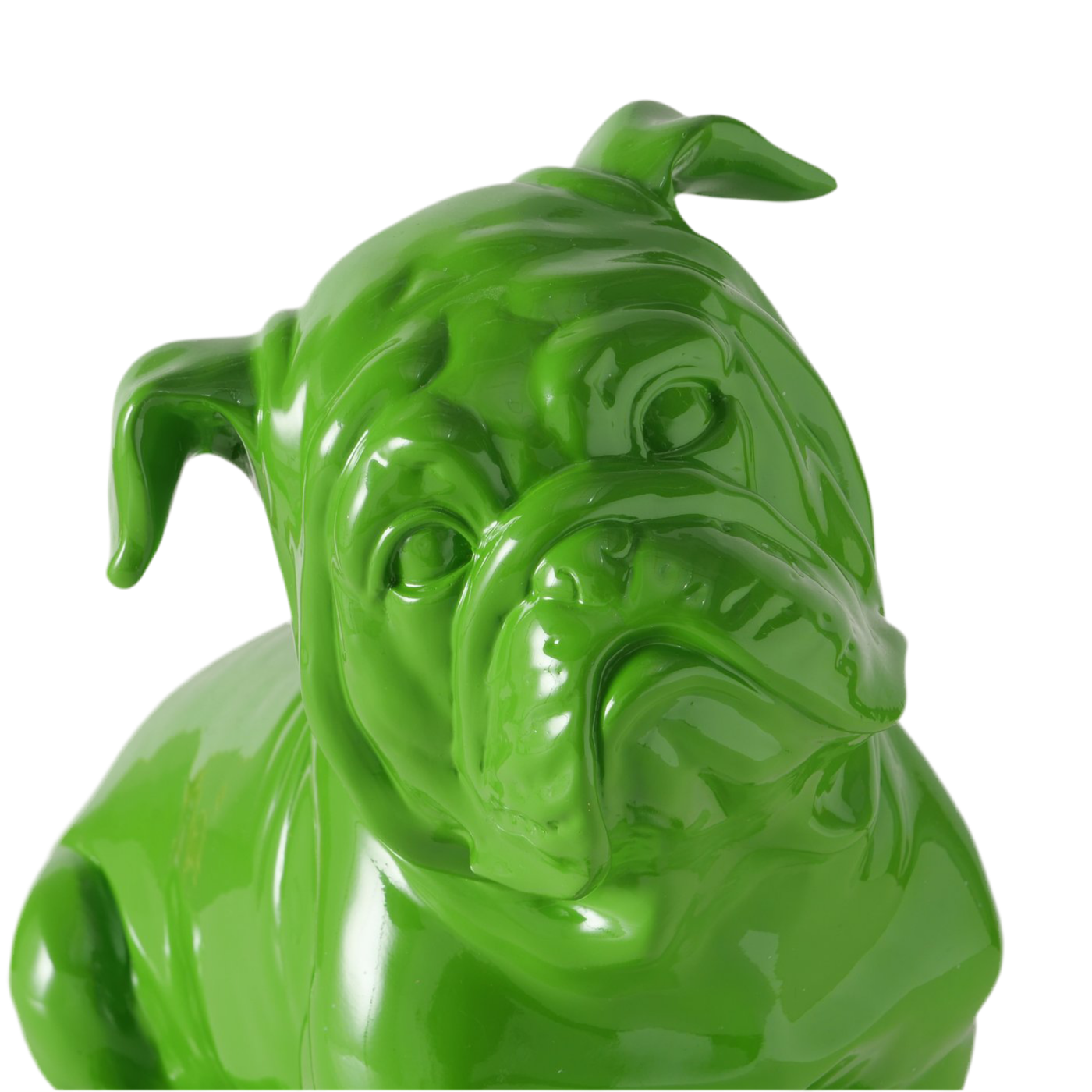 Bully Figur Grün Glanzoptik 32cm Handbemalt Deko Hund