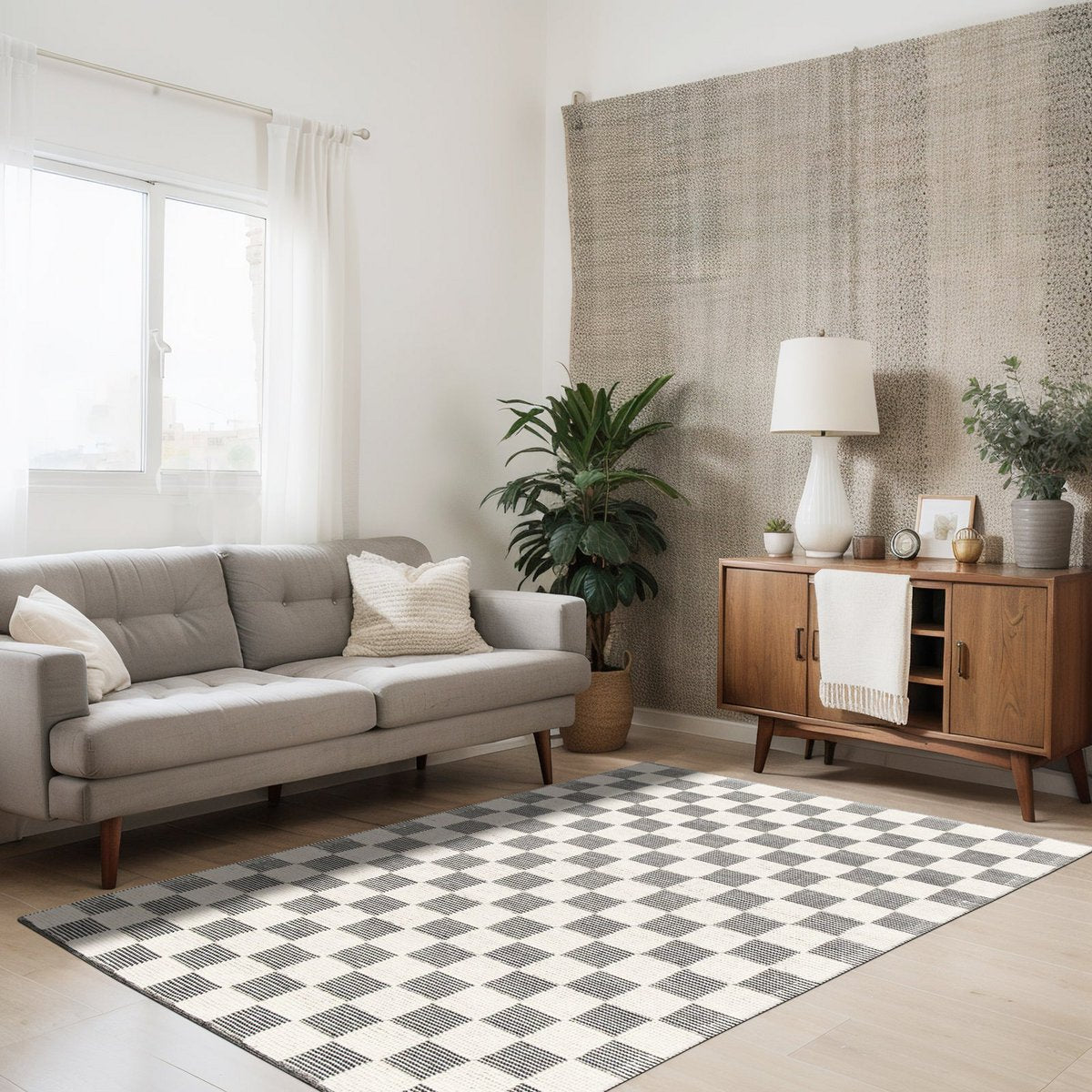 Wollteppich und Baumwolle mit weichen handgefertigten Fliesen Gabin