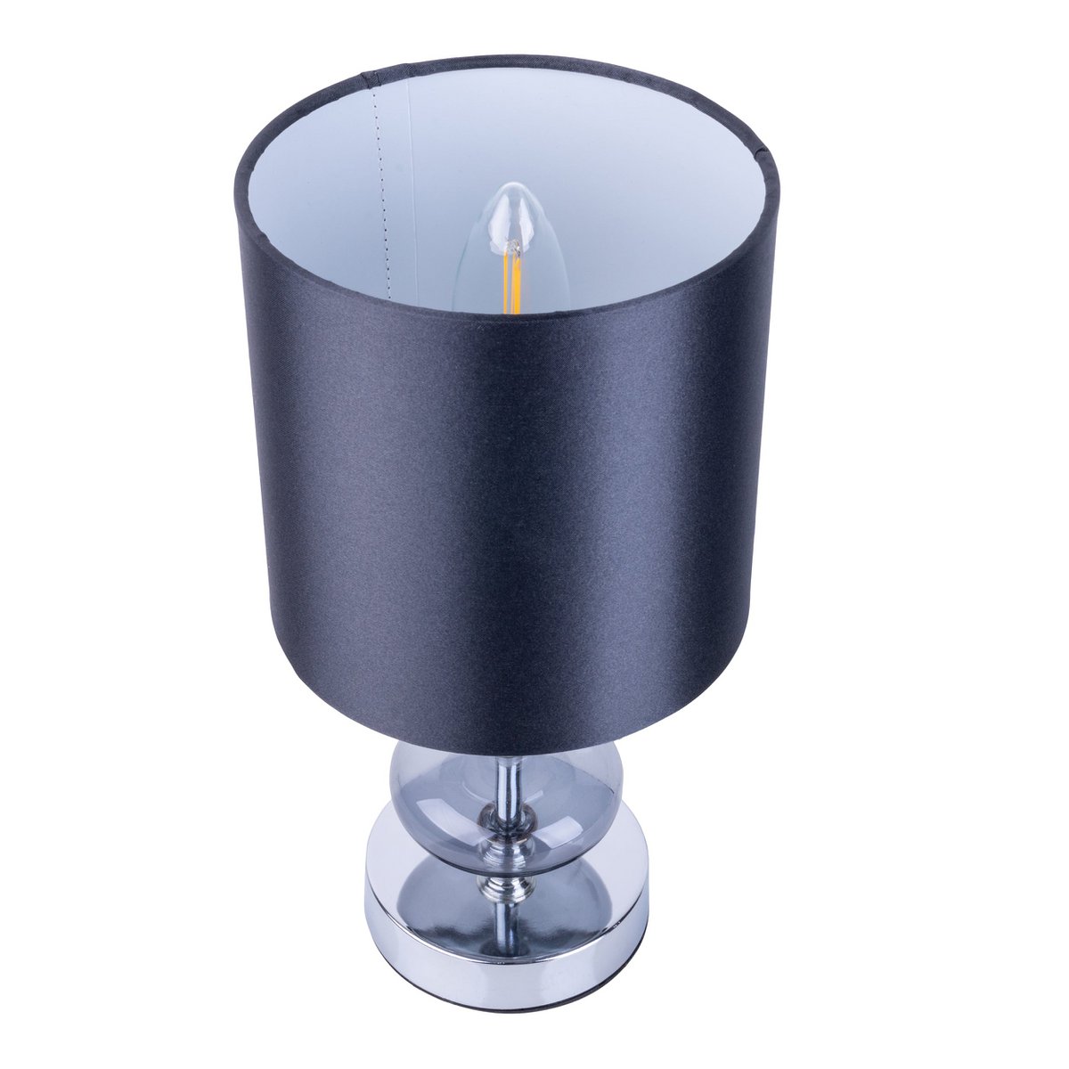 Stoff, Tischleuchte "MALI", Tischleuchte, Textil in Schwarz,, mit E14-Fassung, für Esszimmer, Wohnzimmer, Diele oder Büro, Tischlampe für Wohnzimmer oder Esszimmer, Nachttischlampe 28,5 cm hoch