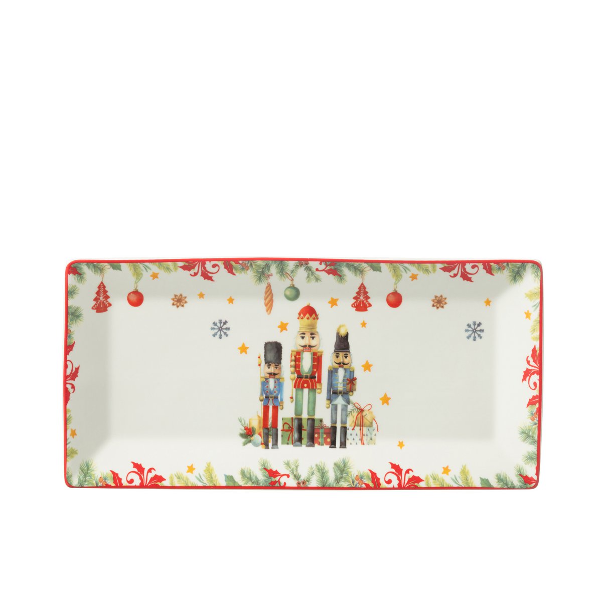 Rechteckiger Nussknacker Serviertablett – 33,2 cm Keramik Weihnachtsgeschirr