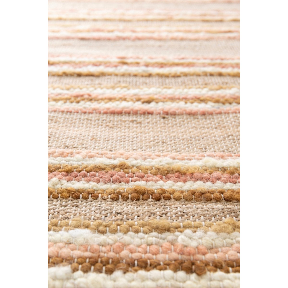 Handgefertigter Woll -Wollteppich und Jute Raj