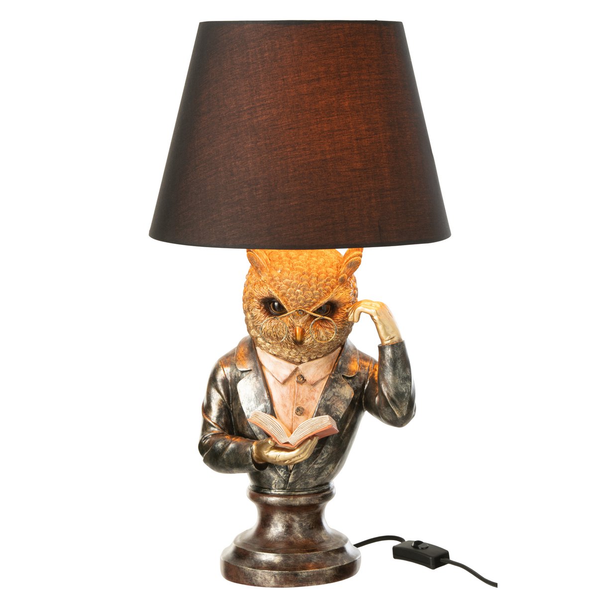 J-Line Tischlampe Eule + Schatten Polyresin Antikes Braun/Gold