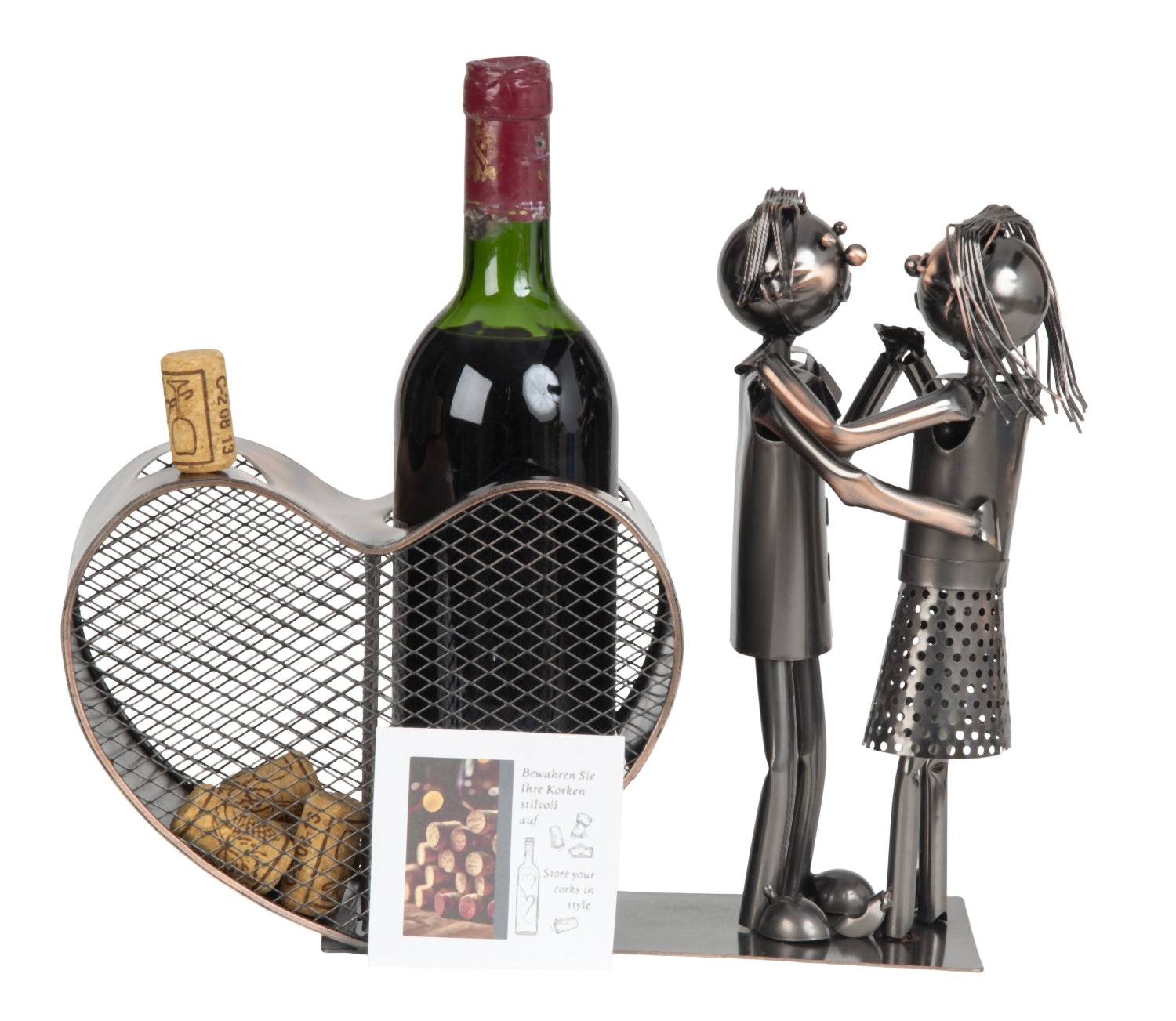 Heart Dance Duo Flessenhouder Metalen Danspaar met Hart Kurkverzamelaar 34cm
