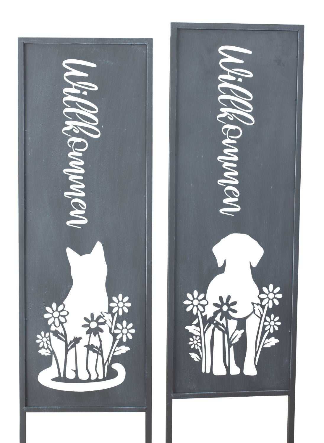 Garden stake Welcome with dog or cat Metal 83.5 cm Weatherproof