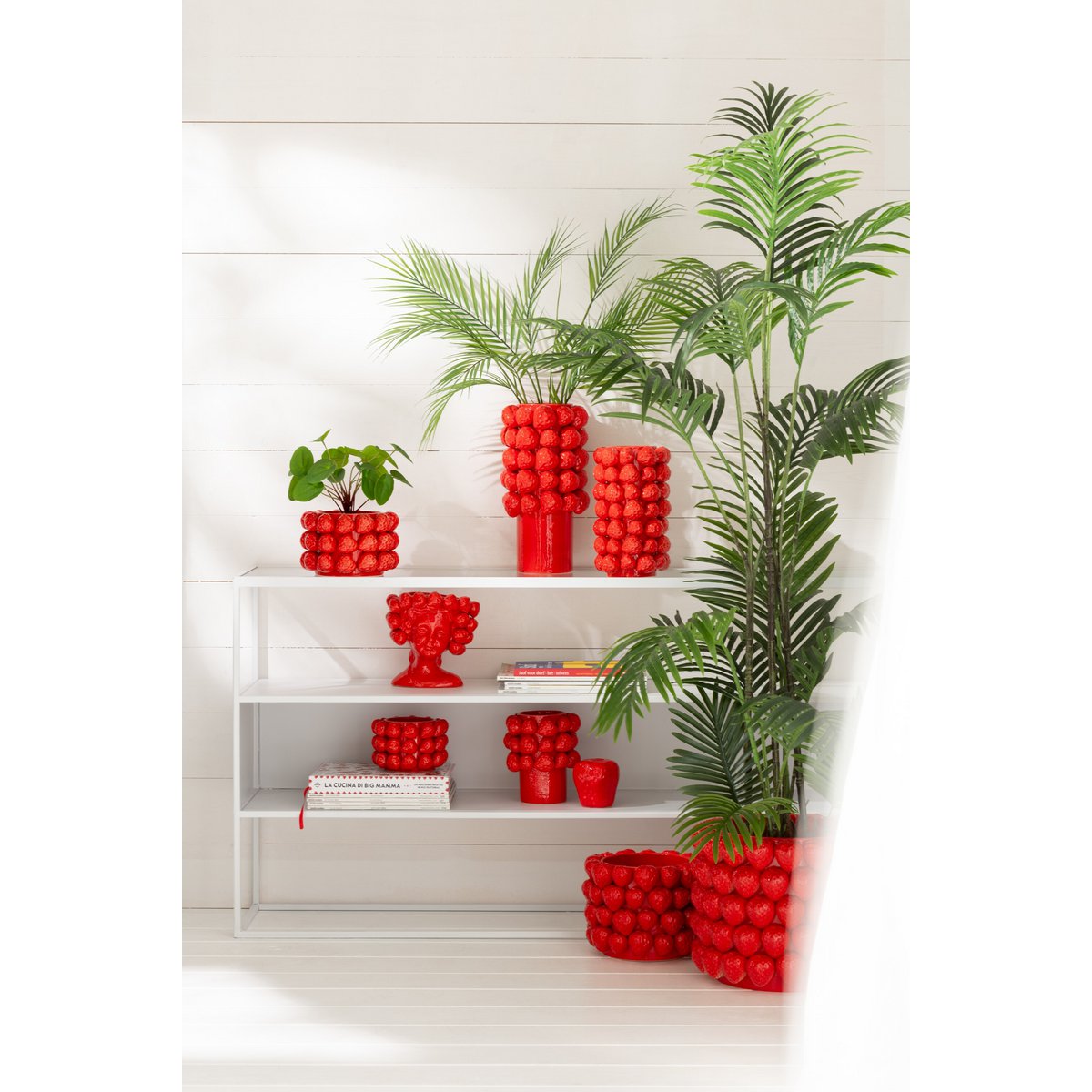 Übertopf Frida Strawberry Mädchenkopf Erdbeer Keramik Rot 20cm