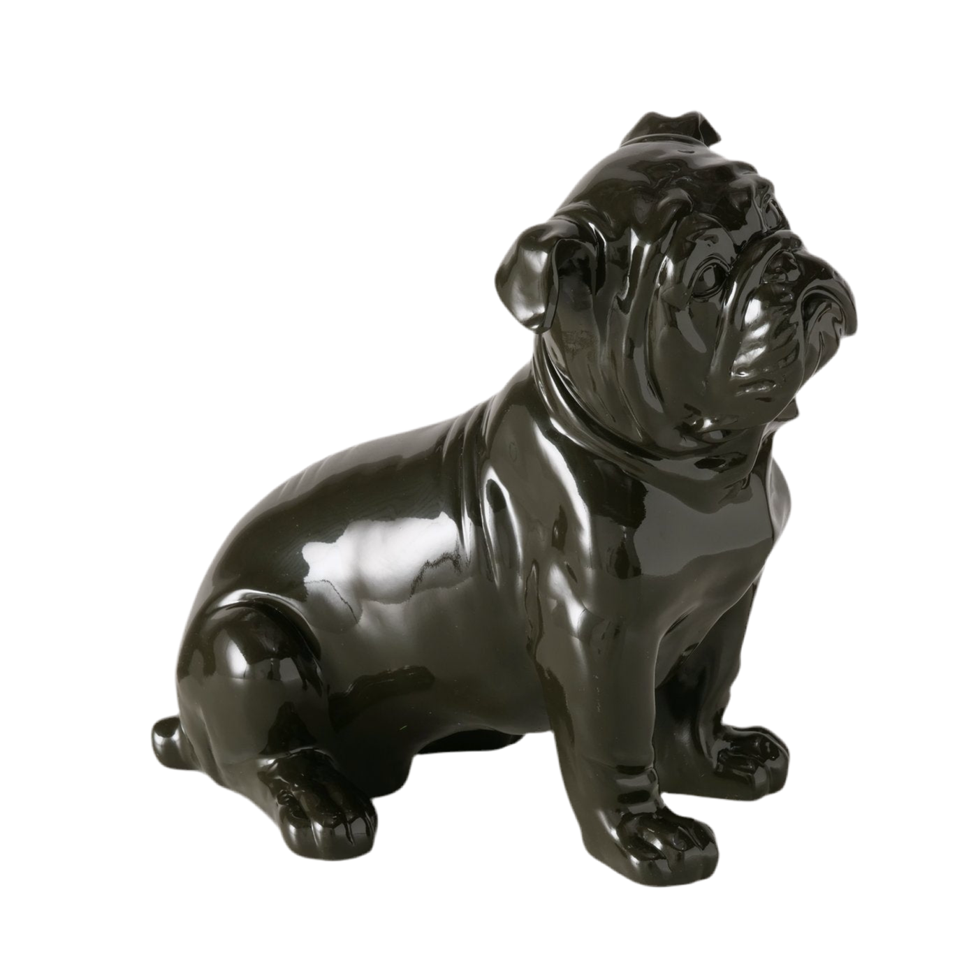 Bully Figur Schwarz Glanzoptik 32cm Handbemalt Deko Hund