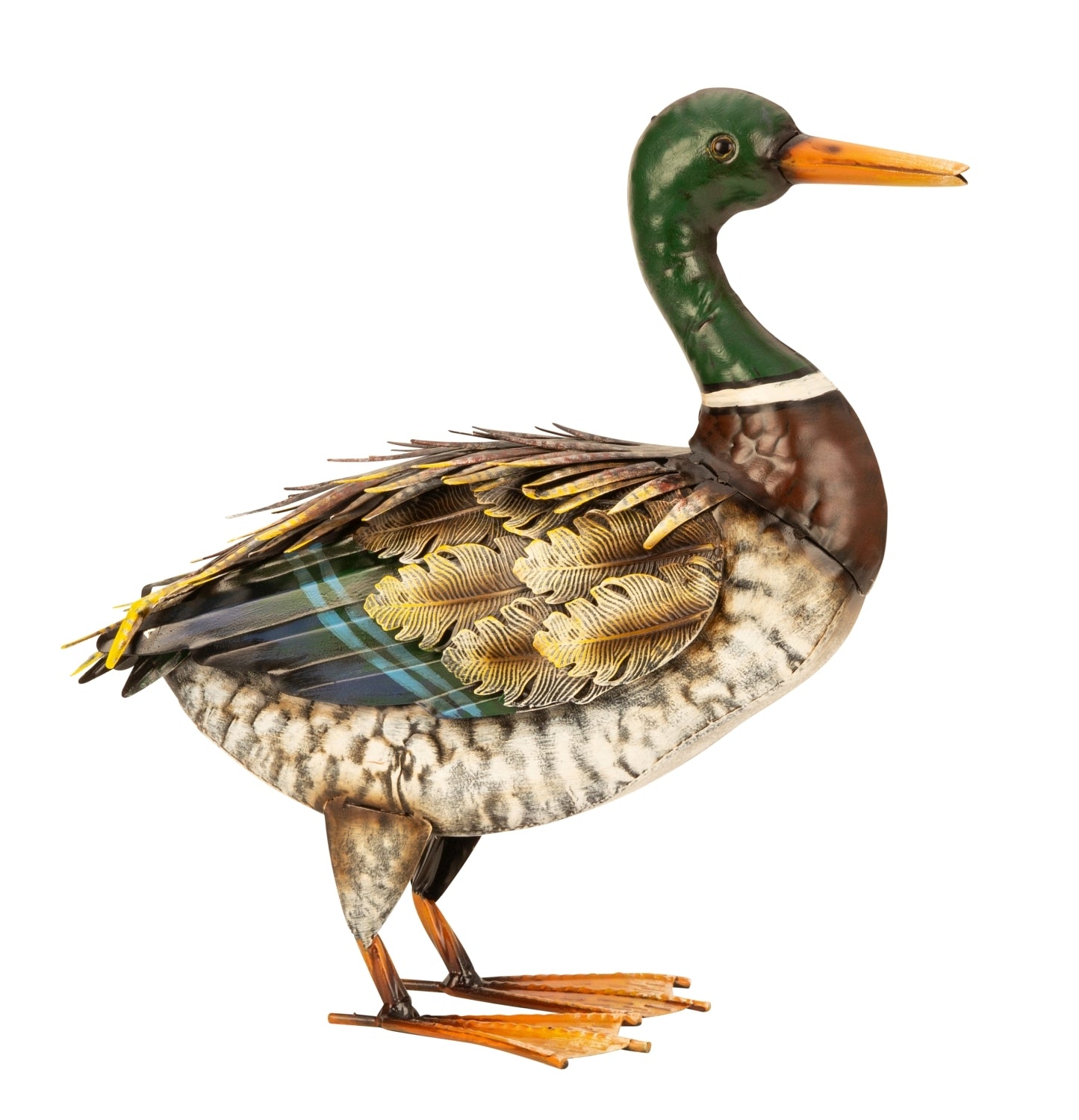 Decorative figure duck feather joy metal colorful 35cm garden figure standing