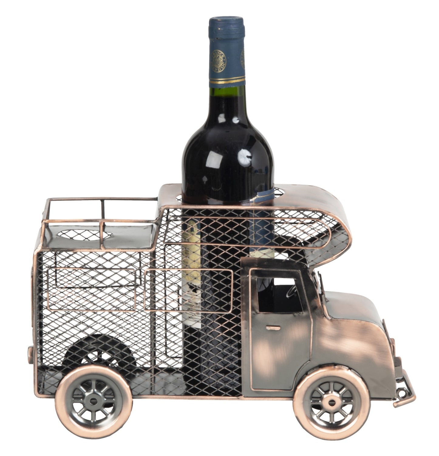 RoadVino Flessenhouder Camper Metaal met Kurkverzamelaar Brons 32cm