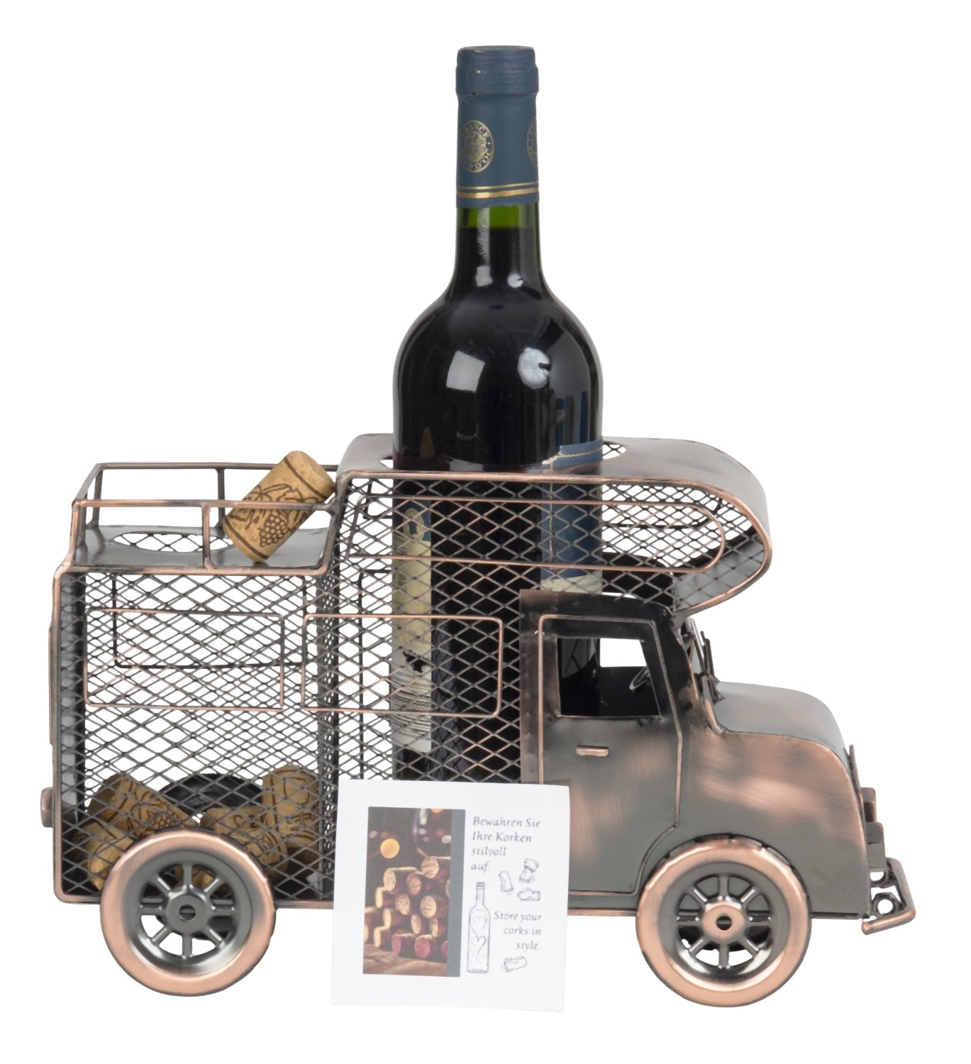 RoadVino Flessenhouder Camper Metaal met Kurkverzamelaar Brons 32cm