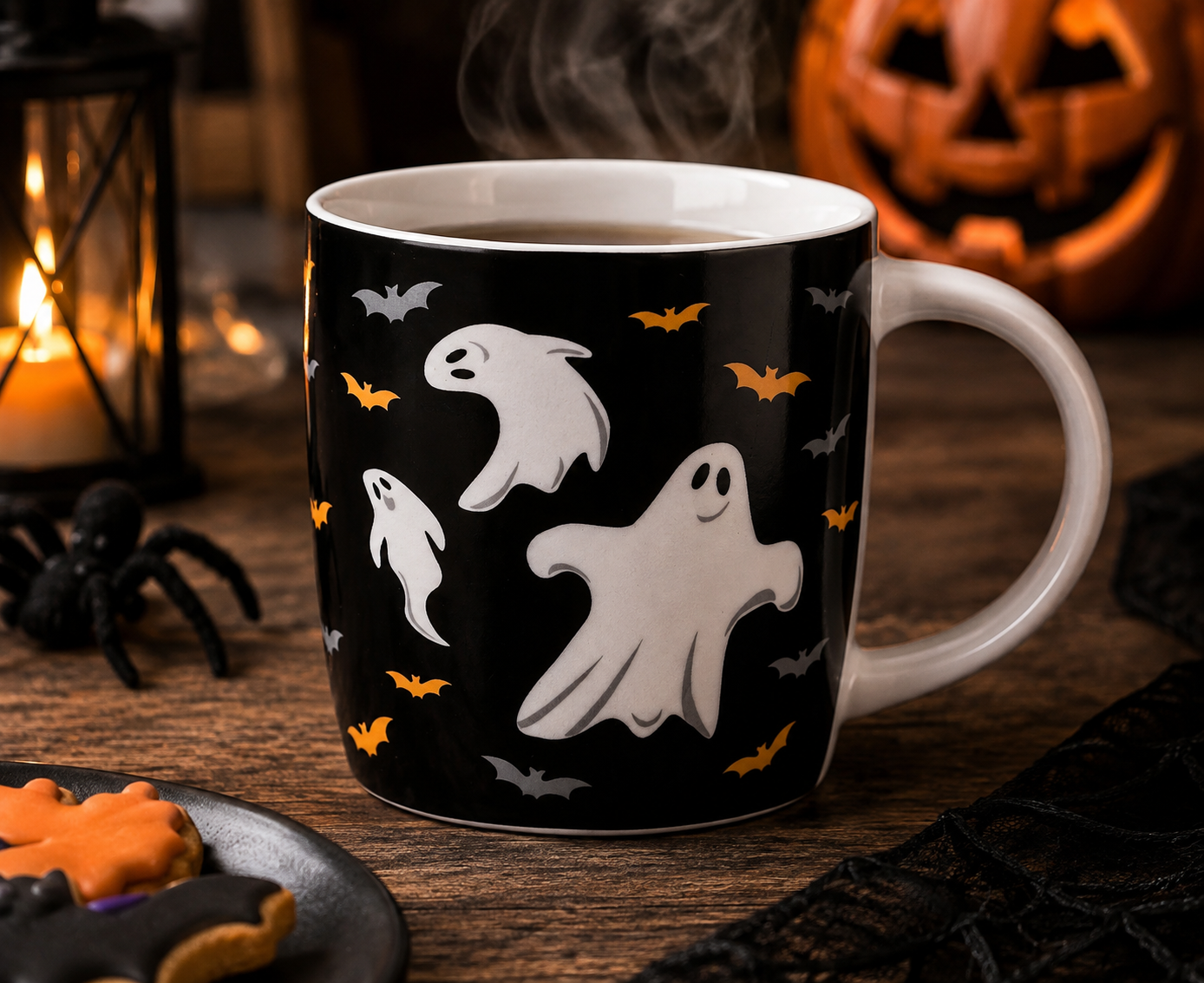 Halloween Tassen 6er Set Geisterflug aus Porzellan 380 ml