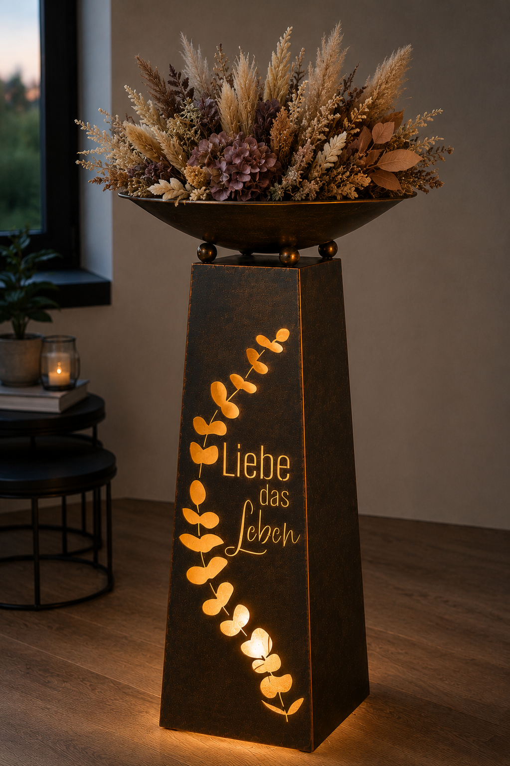 Schalenständer Amara Liebe das Leben Metall kupferfarben