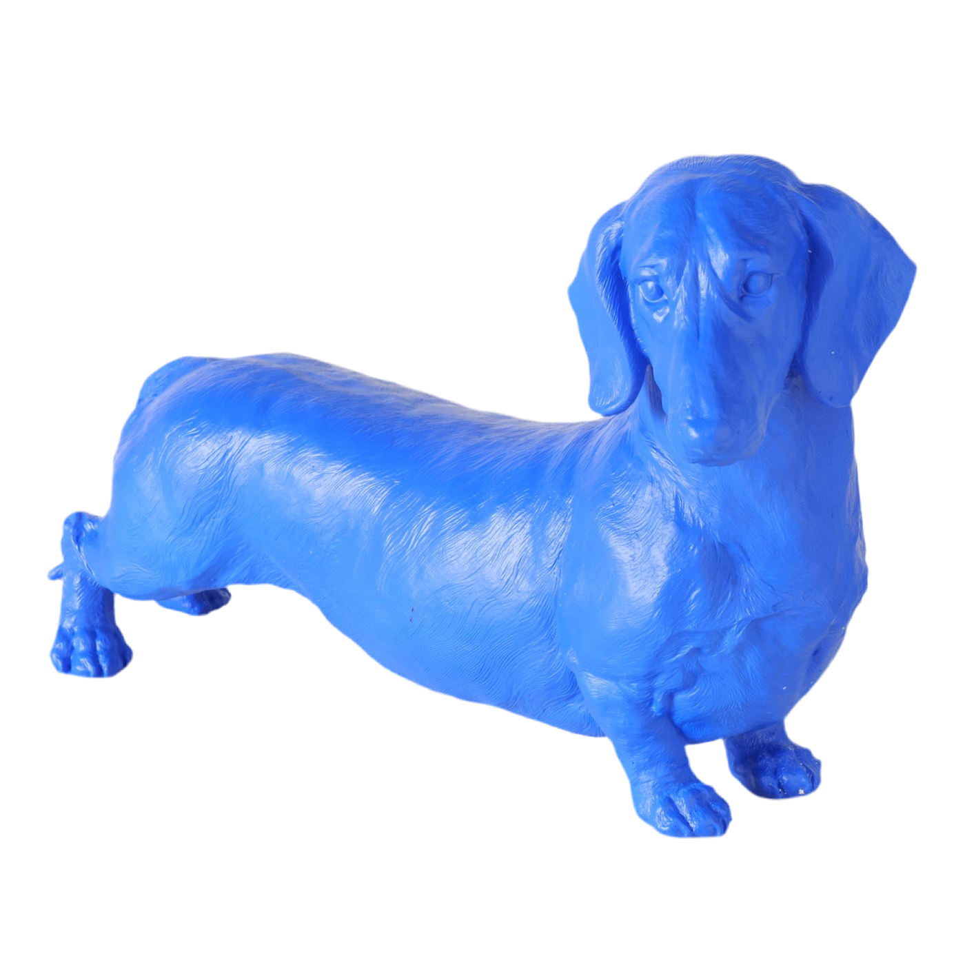 Figur Wuffy Hund blau aus Kunstharz Dackel