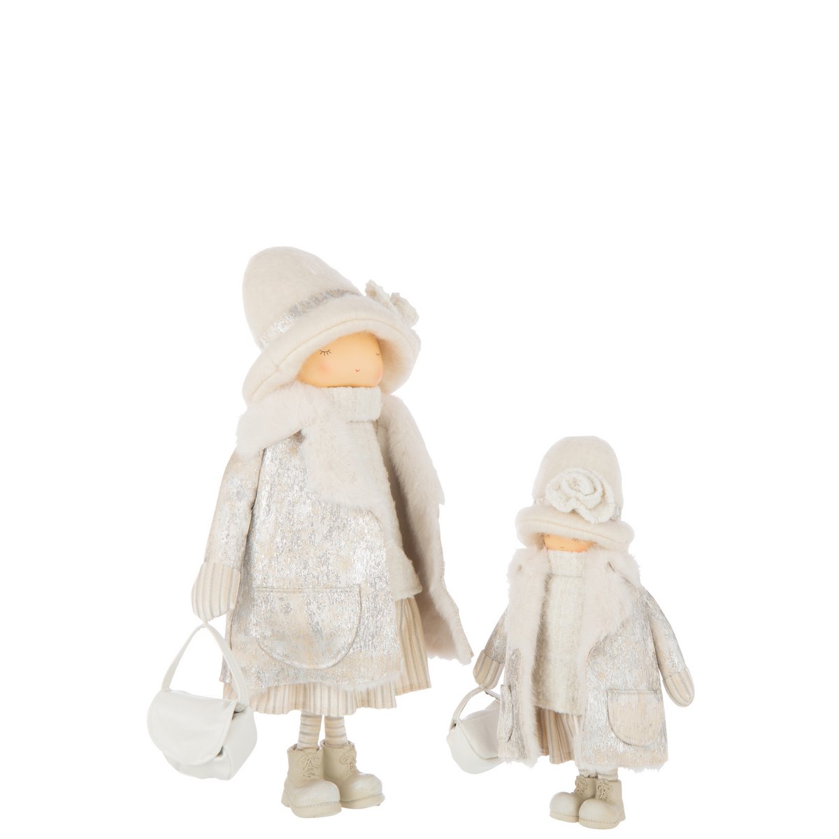 Dekofigur Mädchen Tasche Winterlook Weiß