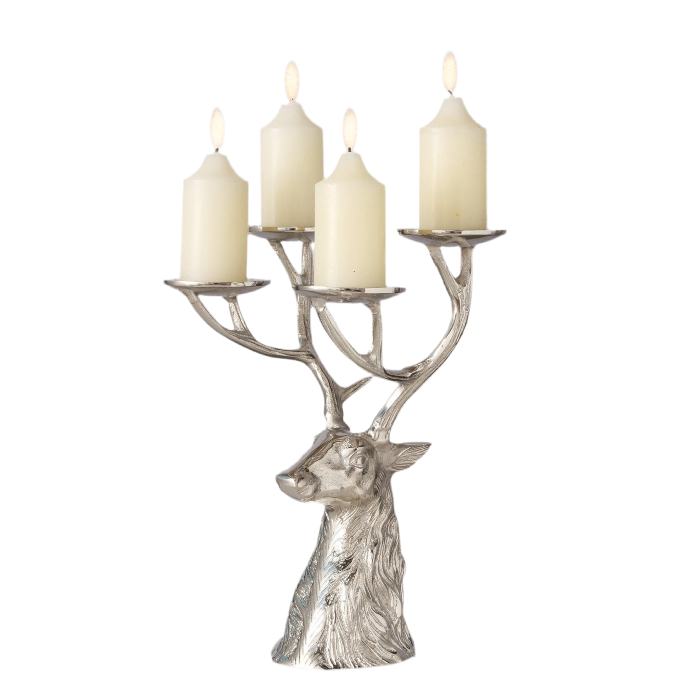 Kerzenleuchter Russell Silber Hirsch Design Aluminium 4-flammig