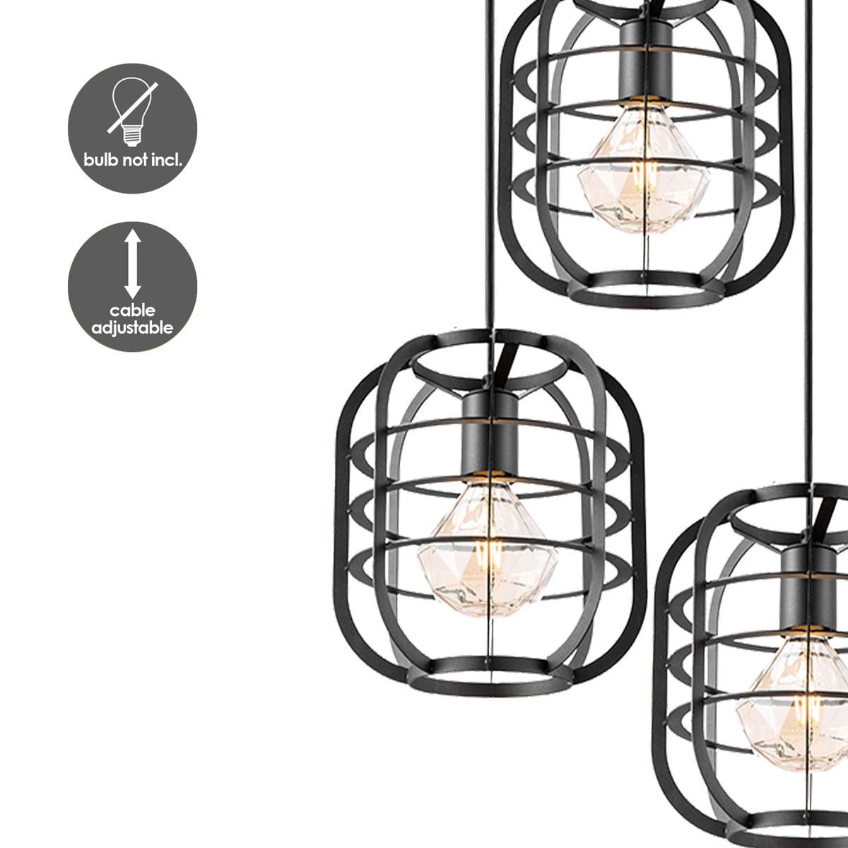 Pendelleuchte Nero - Schwarz - 49x49x180 cm