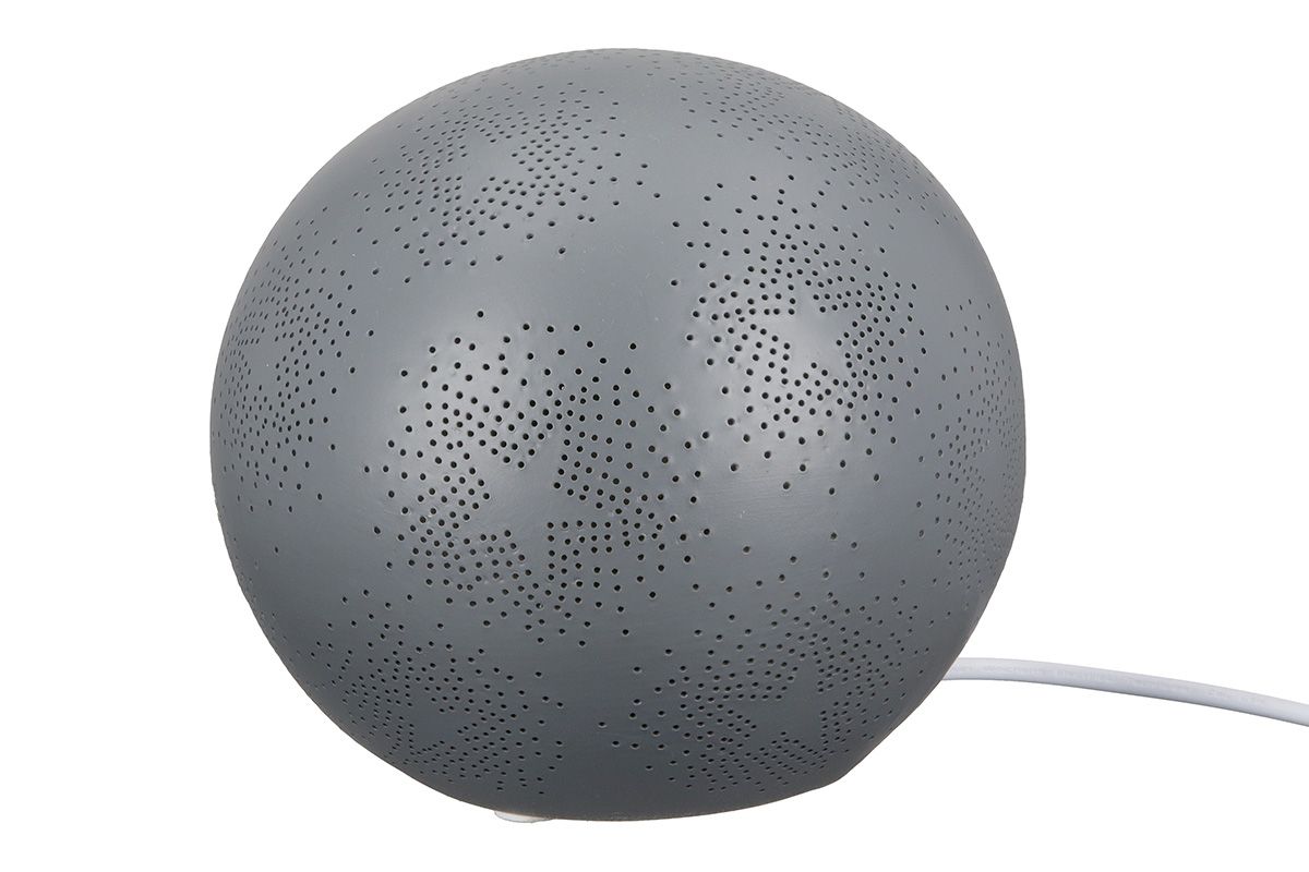 Moderne Porzellan Lampe 'Prickelstern' - Zeitlose Eleganz in Mattgrau