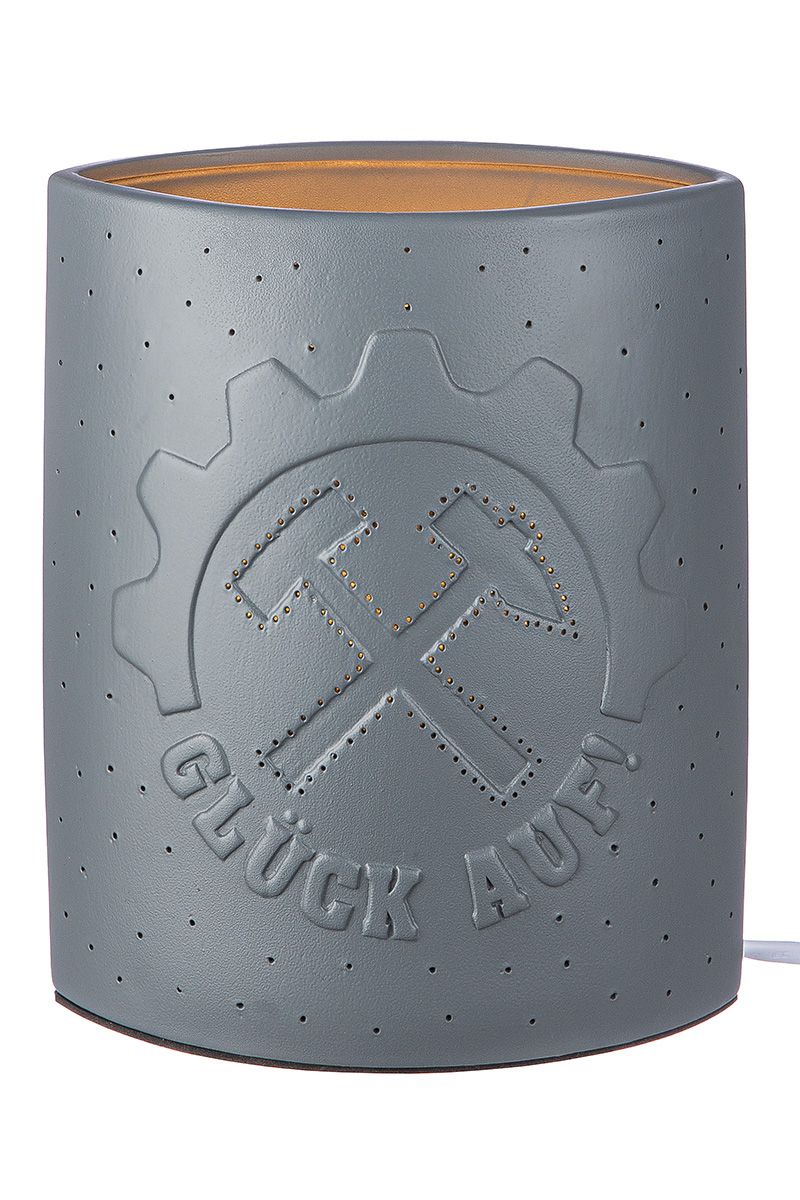 Tischleuchte GLÜCK AUF! – Stilvolle Porzellanleuchte in Grau