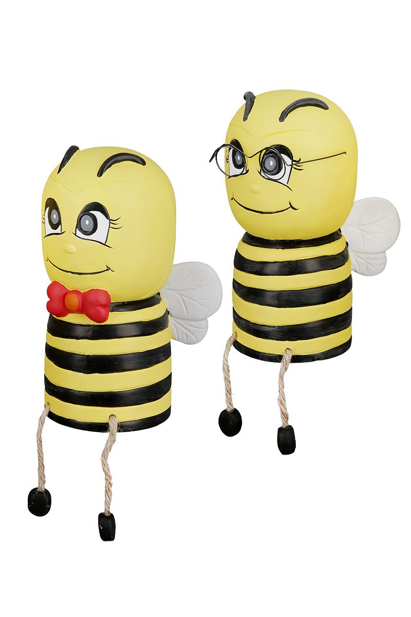 Mats und Maja – Bienen-Zaunhocker aus Keramik im 4er Set