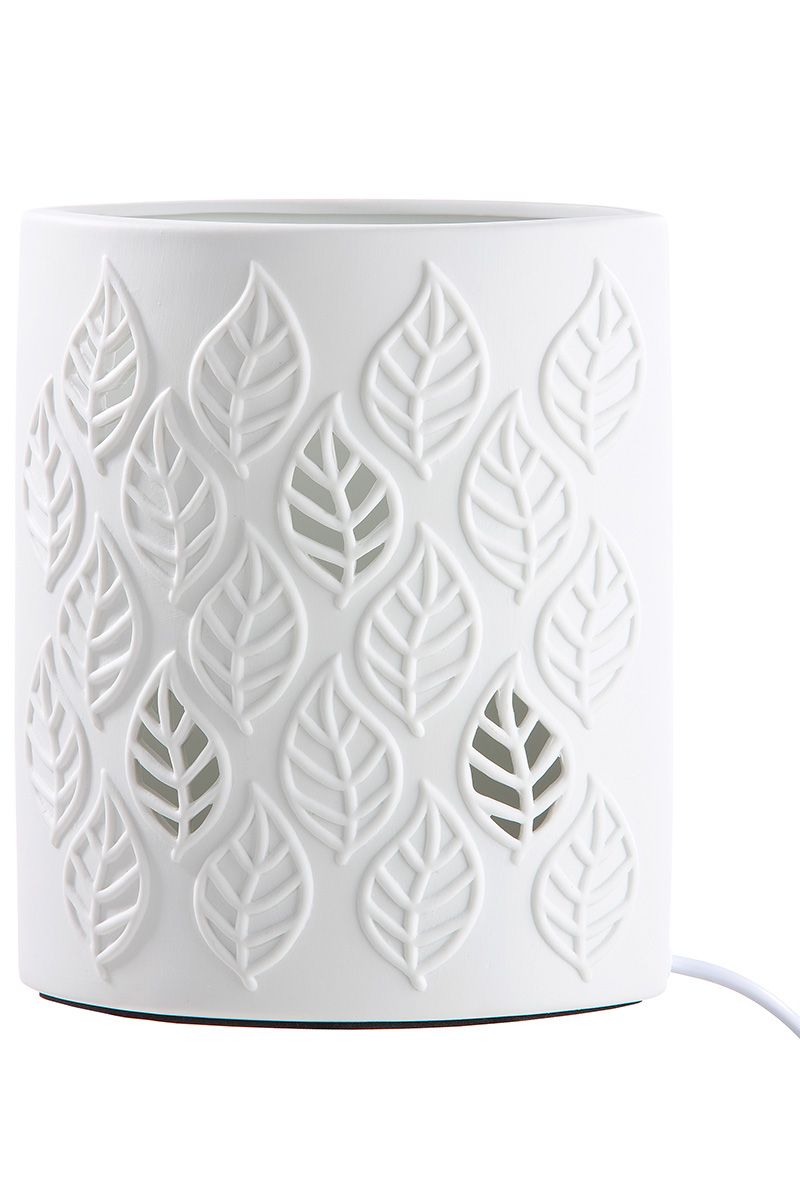 Tischleuchte "Blätter" – Weißes Porzellan mit Blattmotiv
