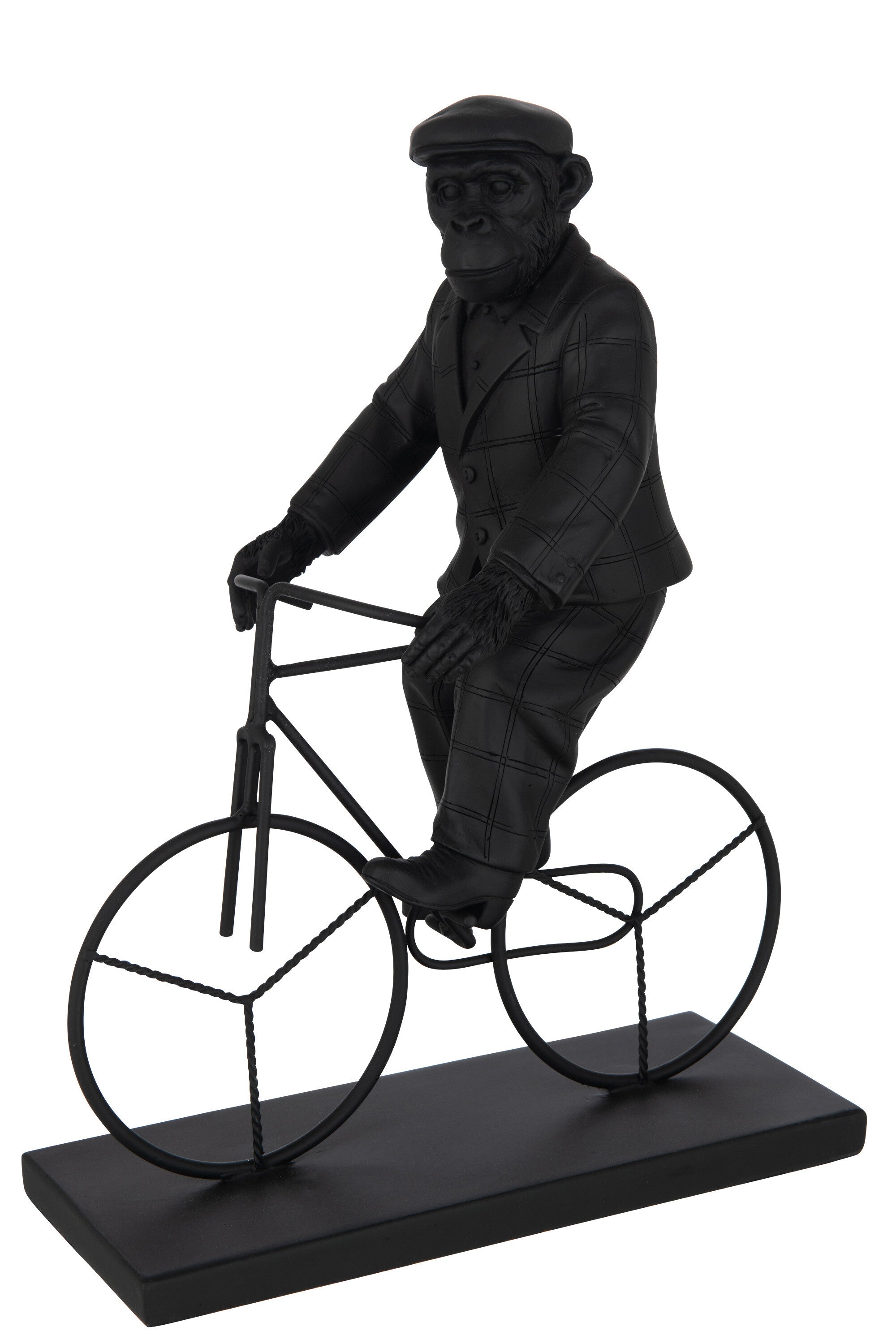 fahrradlenker deko 2er Set Affen auf Fahrrädern aus Poly in Schwarz
