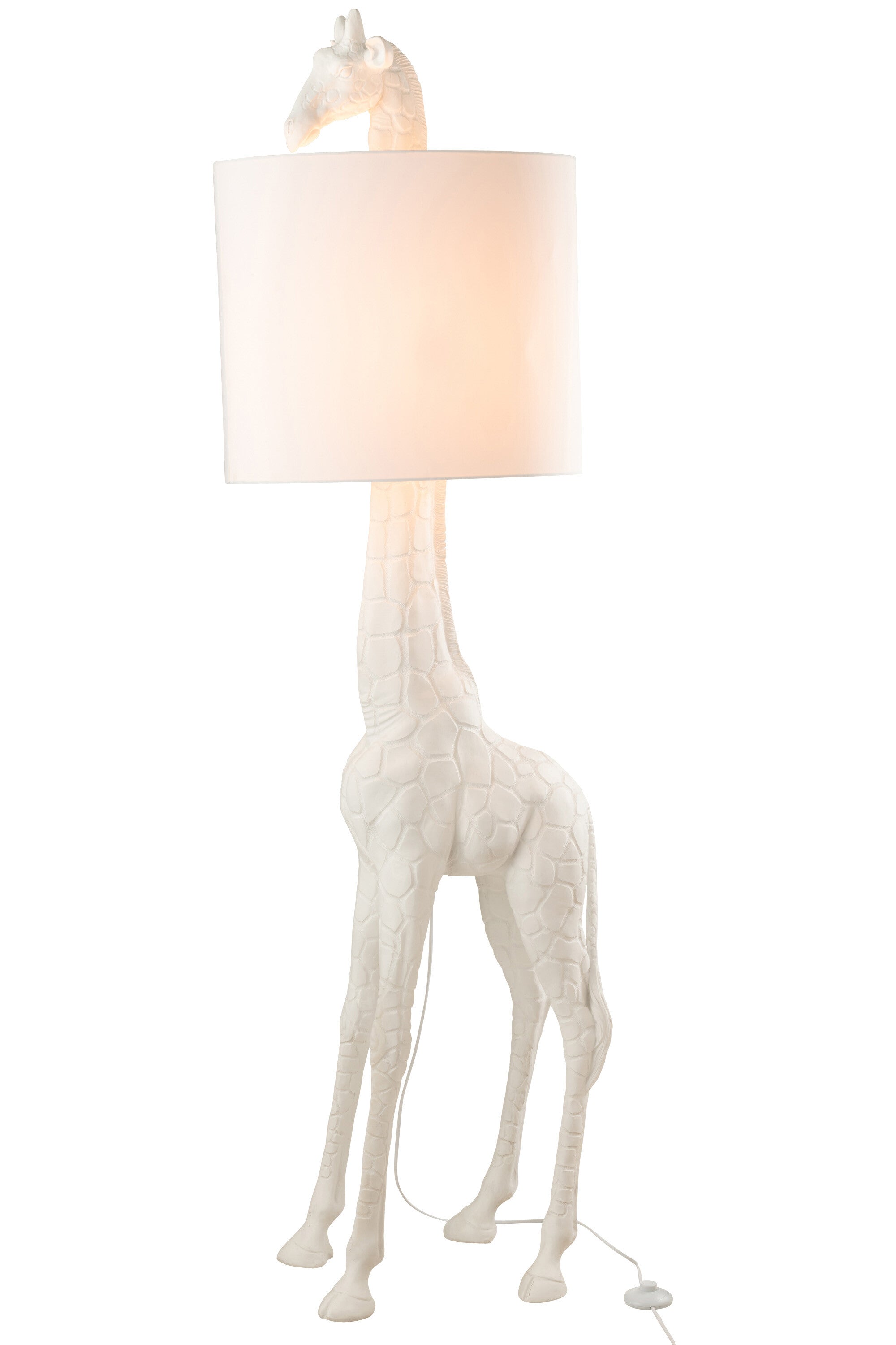 Elegante Stehlampe in Giraffenform aus weißem Poly - Ein exquisites Stück für jeden Raum