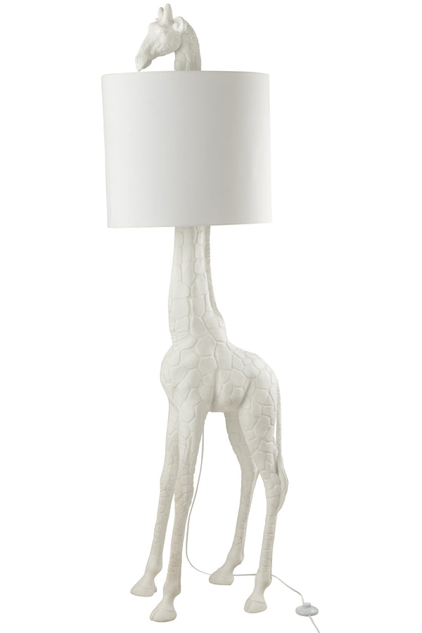 Elegante Stehlampe in Giraffenform aus weißem Poly - Ein exquisites Stück für jeden Raum